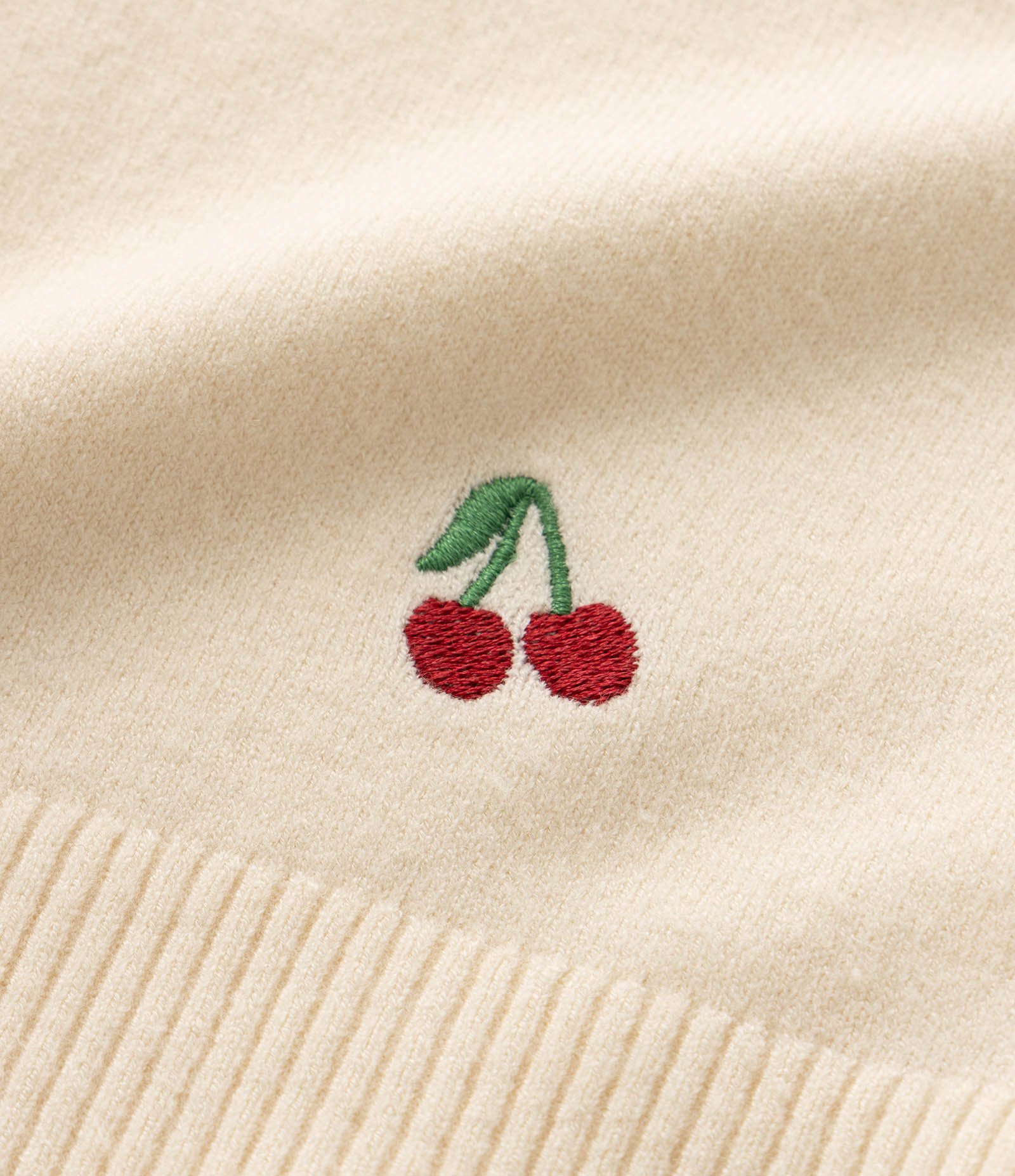 Cardigan Infantil em Tricô com Bordado de Cereja – Tam 5 a 14 Anos Bege Claro 4