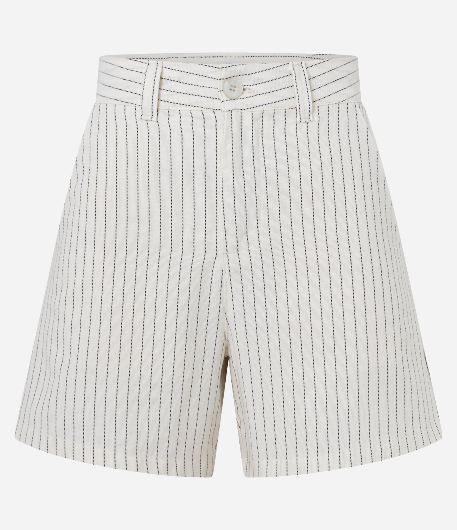 Short Cintura Alta Listrado em Sarja com Cós Alfaiatado Off White 5