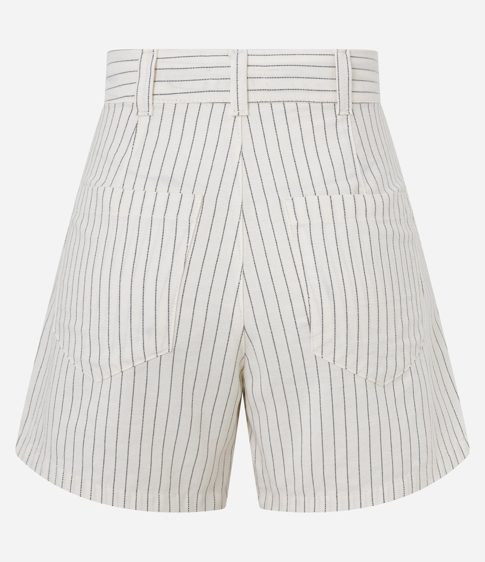 Short Cintura Alta Listrado em Sarja com Cós Alfaiatado Off White 6
