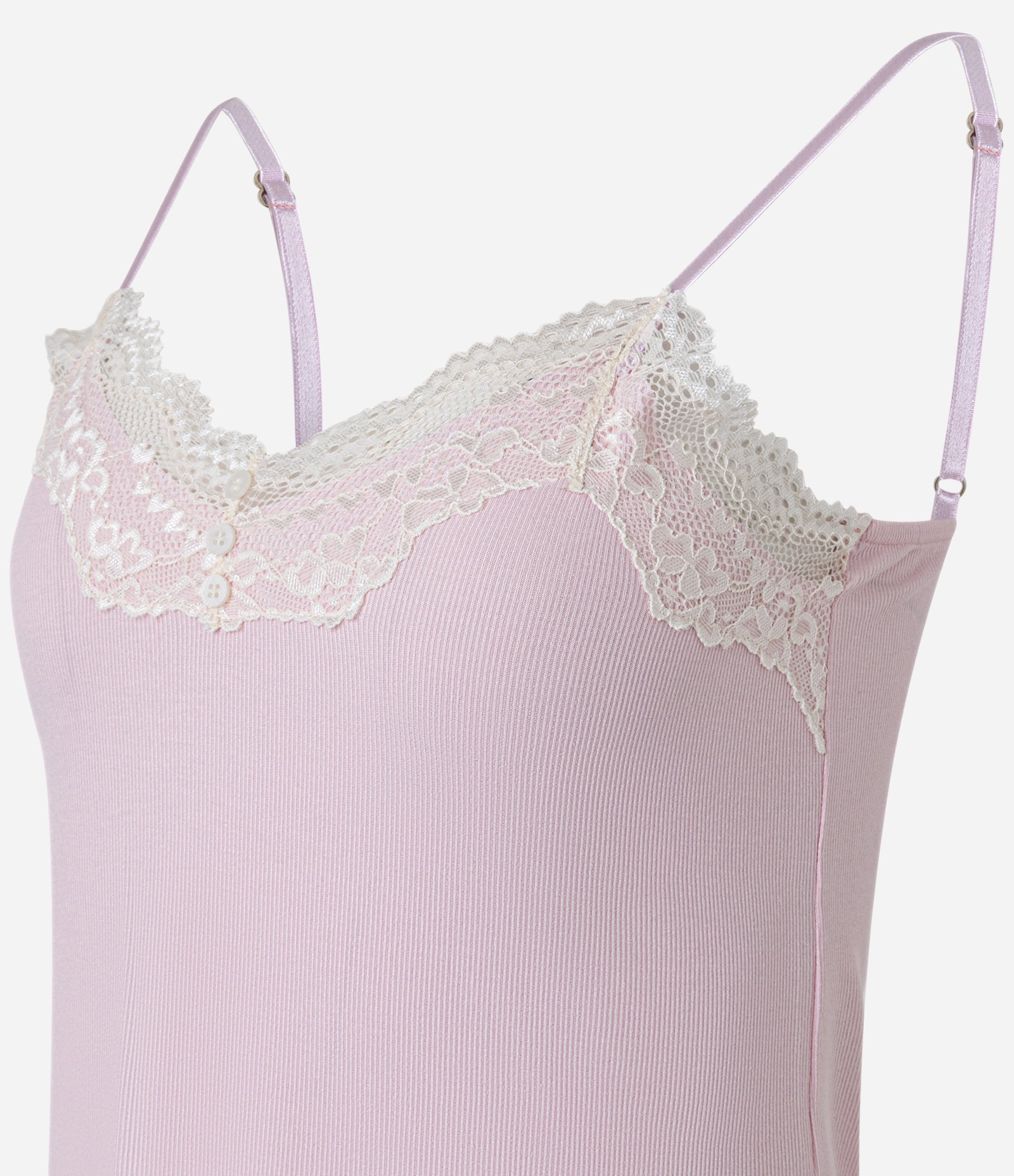 Camisola Alcinha em Ribana com Detalhe de Renda Lilás 5