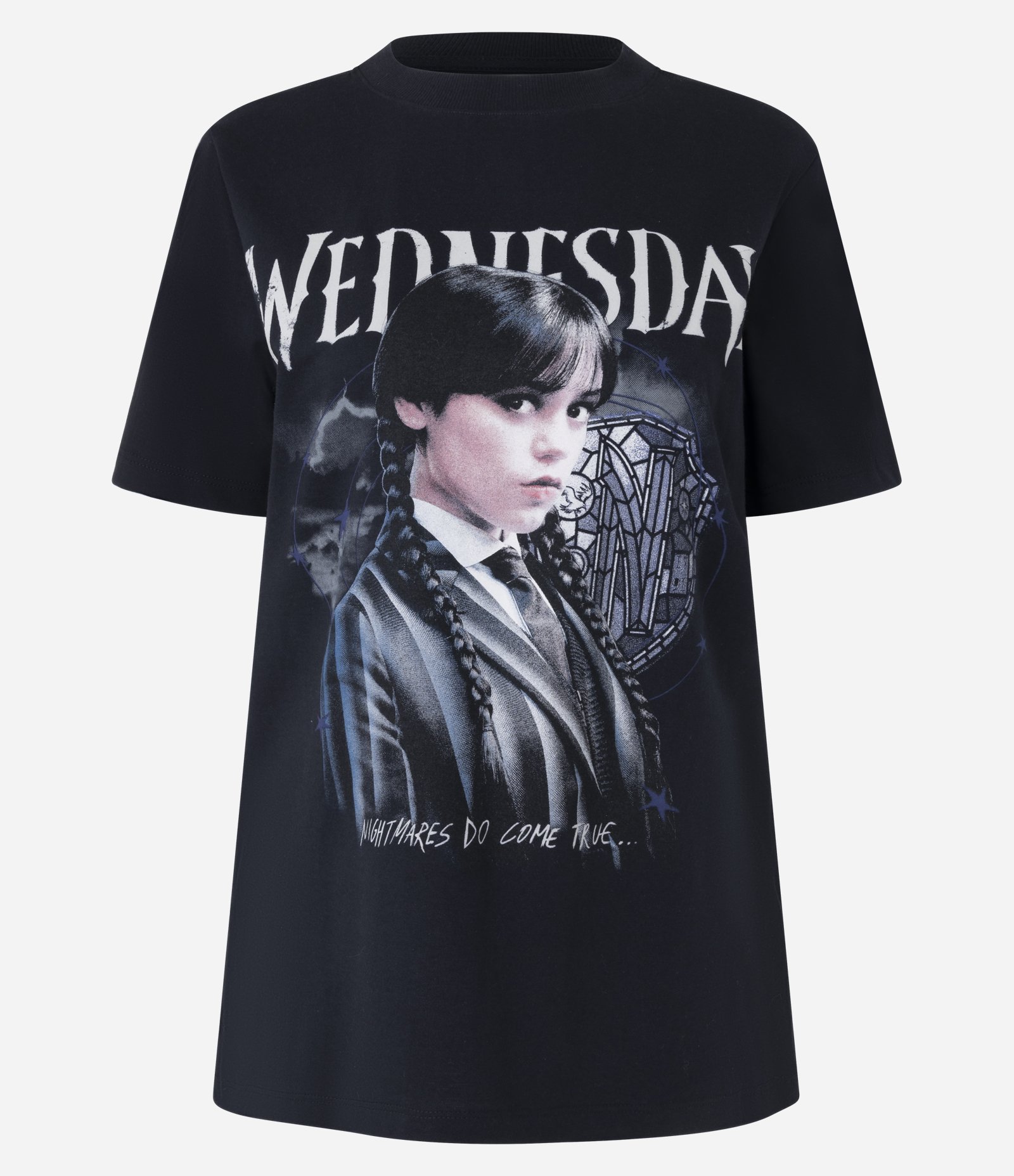 Camiseta em Algodão com Estampa Wandinha Preto 4