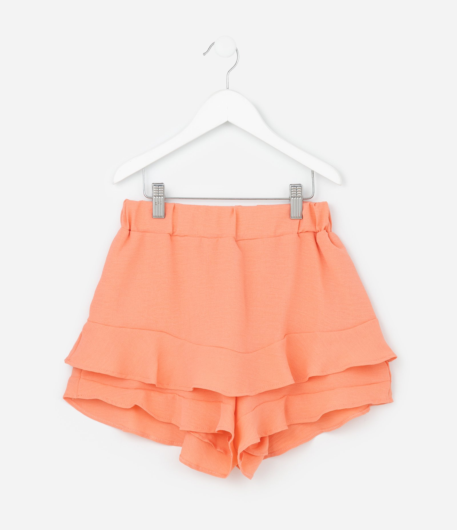 Saia Infantil Curta em Airflow com Babados - Tam 7 a 14 Anos Laranja 1