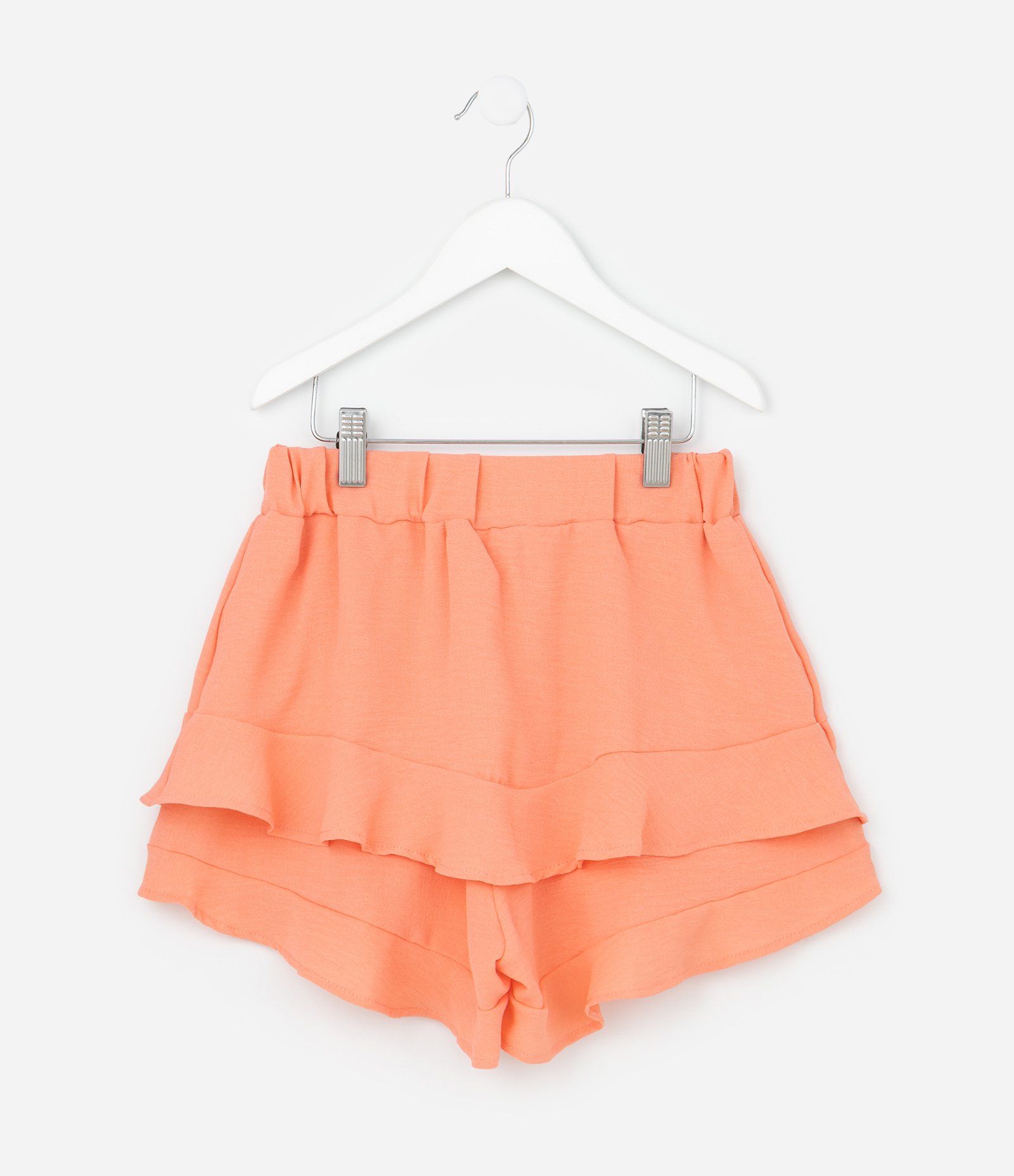 Saia Infantil Curta em Airflow com Babados - Tam 7 a 14 Anos Laranja 2