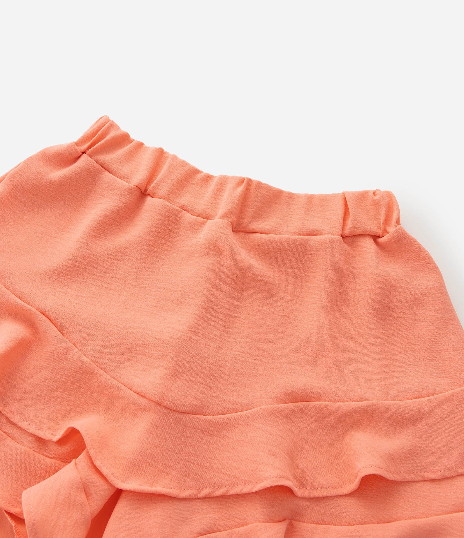 Saia Infantil Curta em Airflow com Babados - Tam 7 a 14 Anos Laranja 4