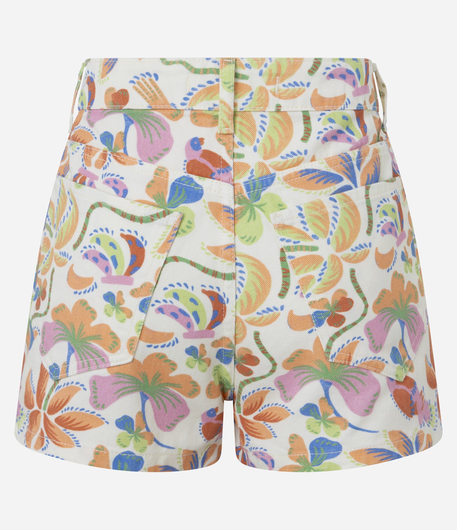 Short Slim em Sarja com Estampa Tropical Multicores 3