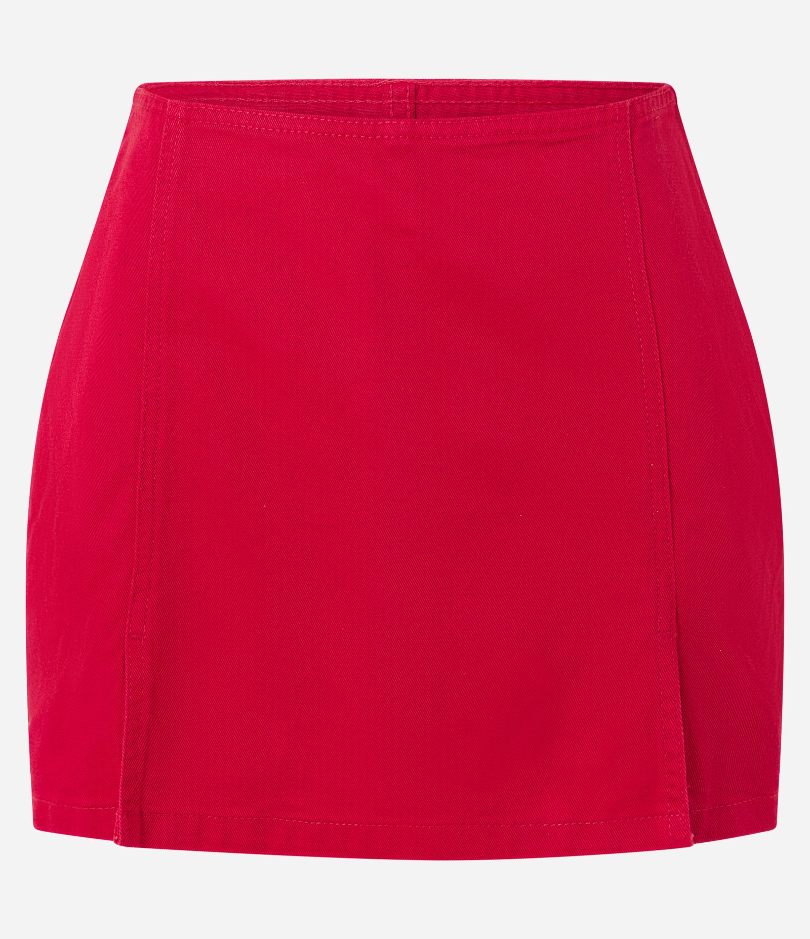 Short Saia em Sarja com Recortes e Fendas Vermelho 5