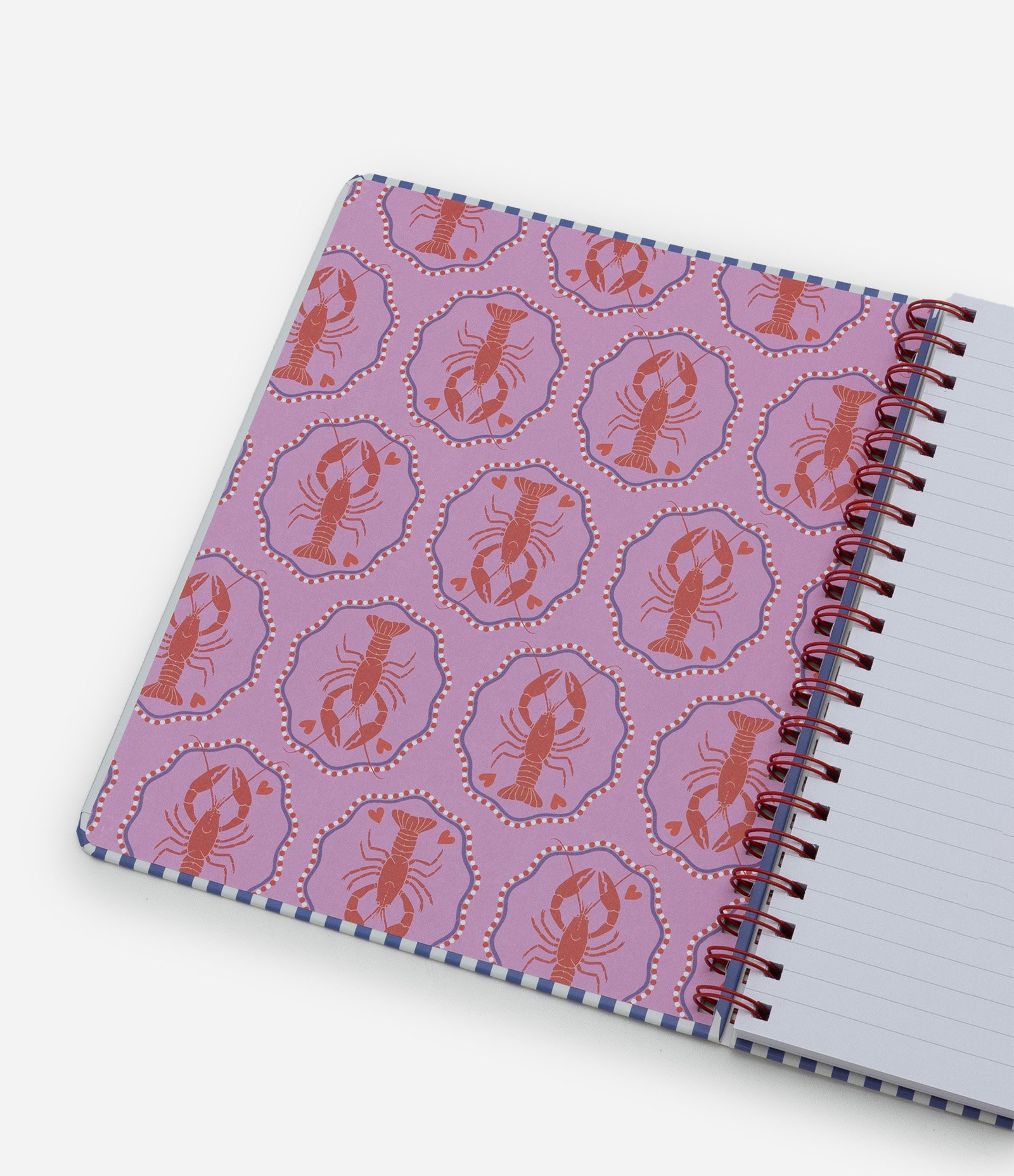 Caderno com Espiral e Estampa de Lagosta Azul / Branco 3