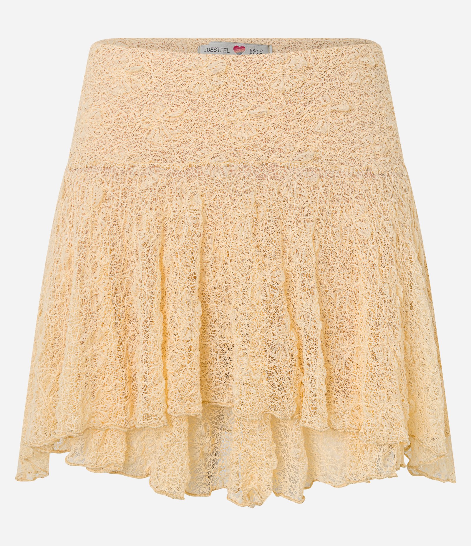 Saia Curta com Renda e Babado Duplo Amarelo 5