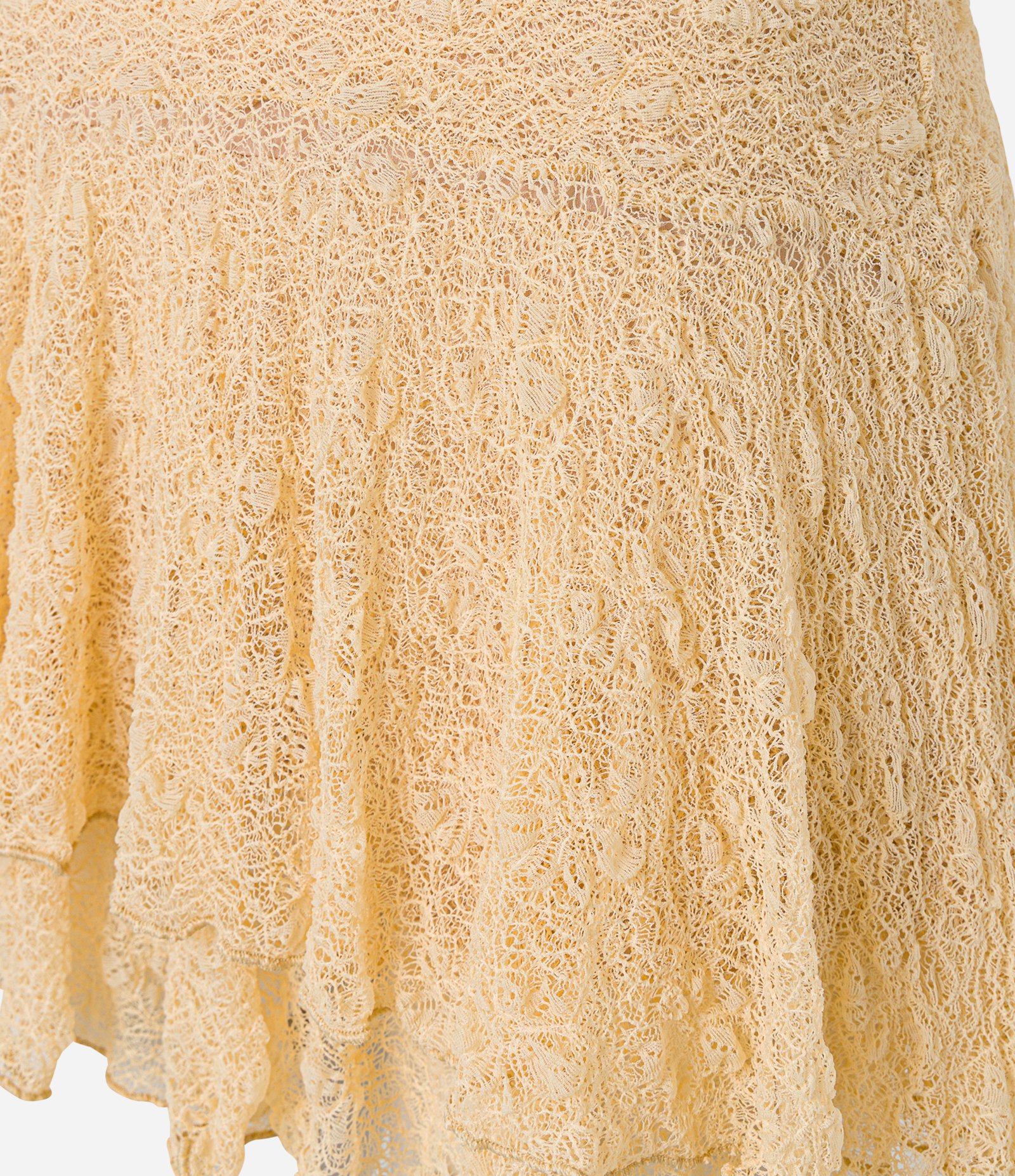 Saia Curta com Renda e Babado Duplo Amarelo 6