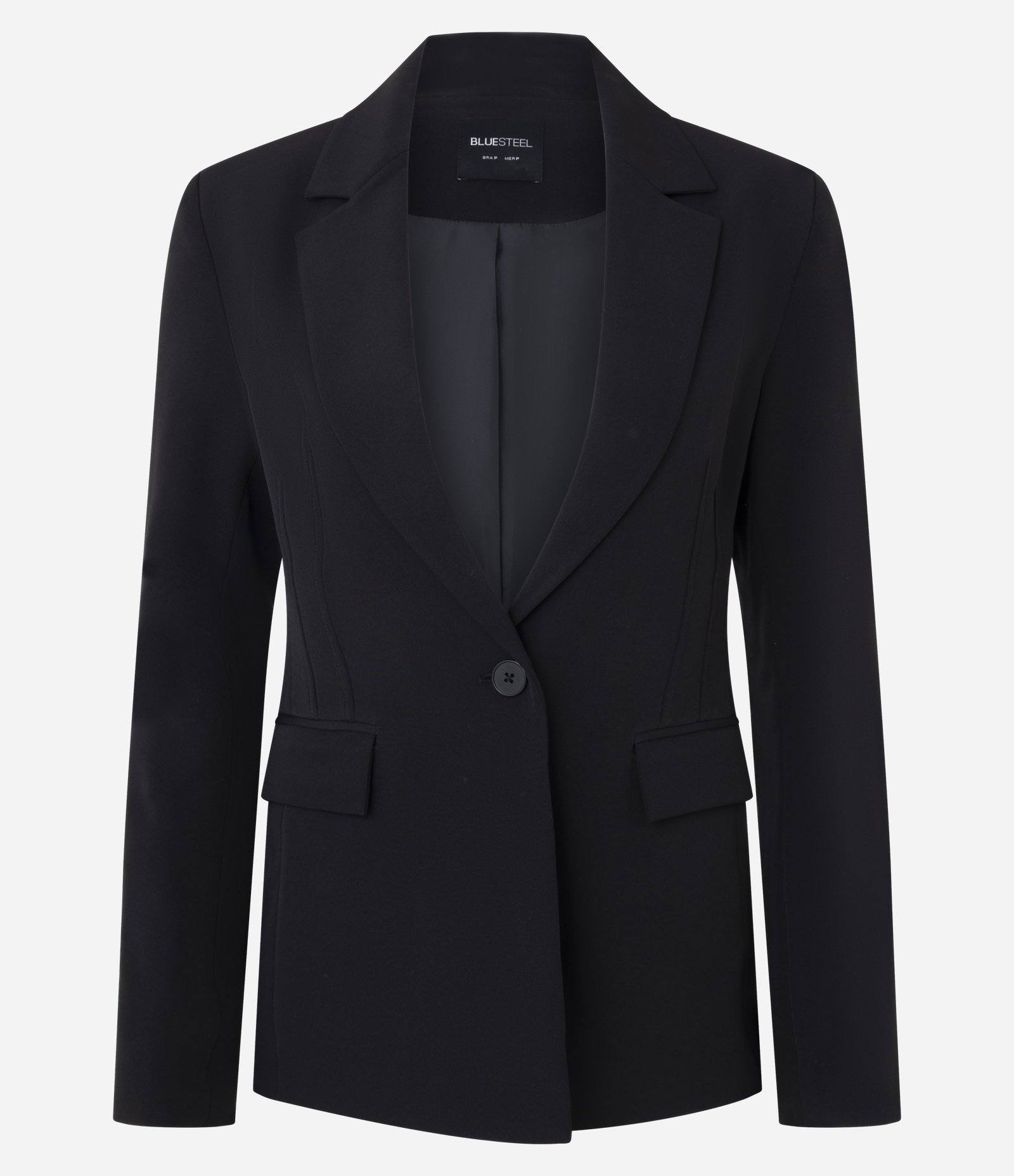 Blazer Acinturado em Alfaiataria com Bolsos Preto 1