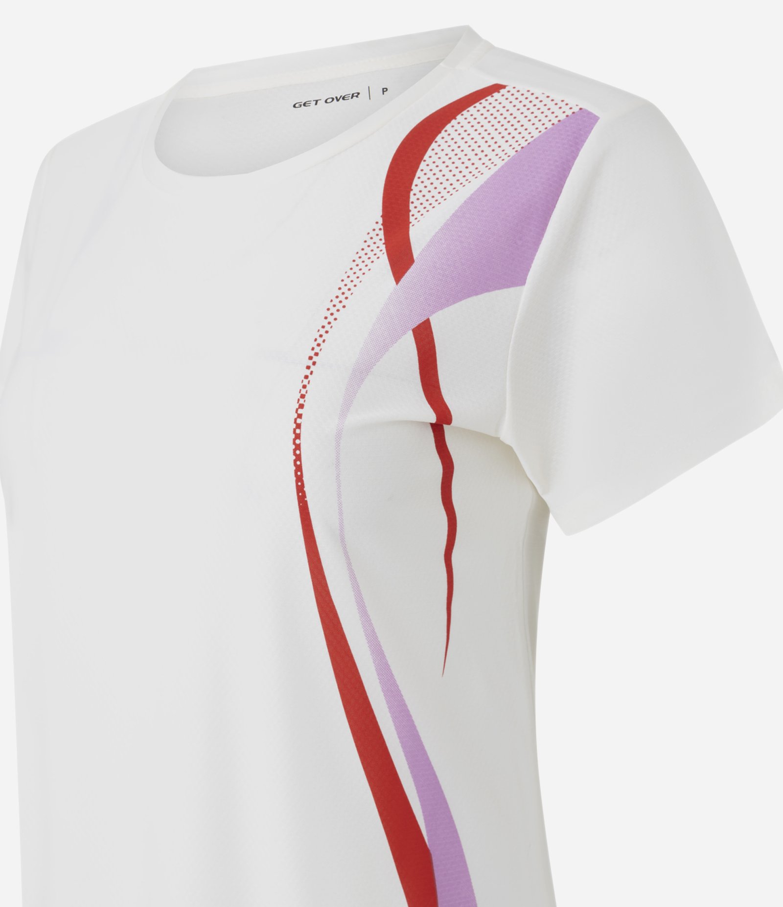 Camiseta Esportiva em Helanca com Estampa de Ondas Verticais Branco 6