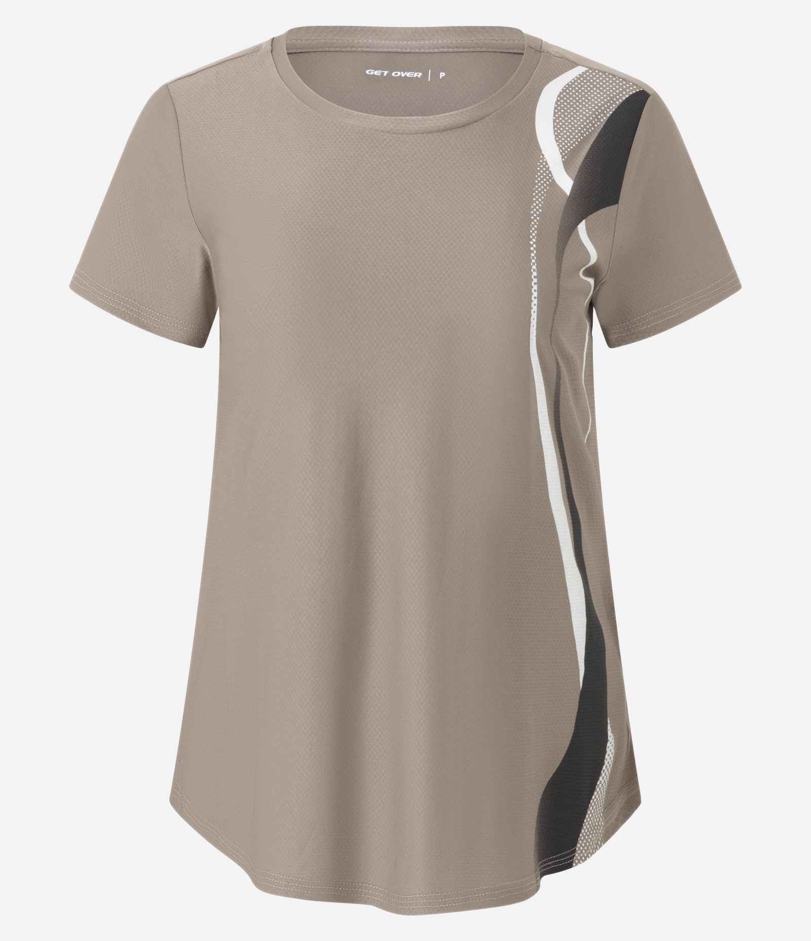 Camiseta Esportiva em Helanca com Estampa de Ondas Verticais Marrom 4