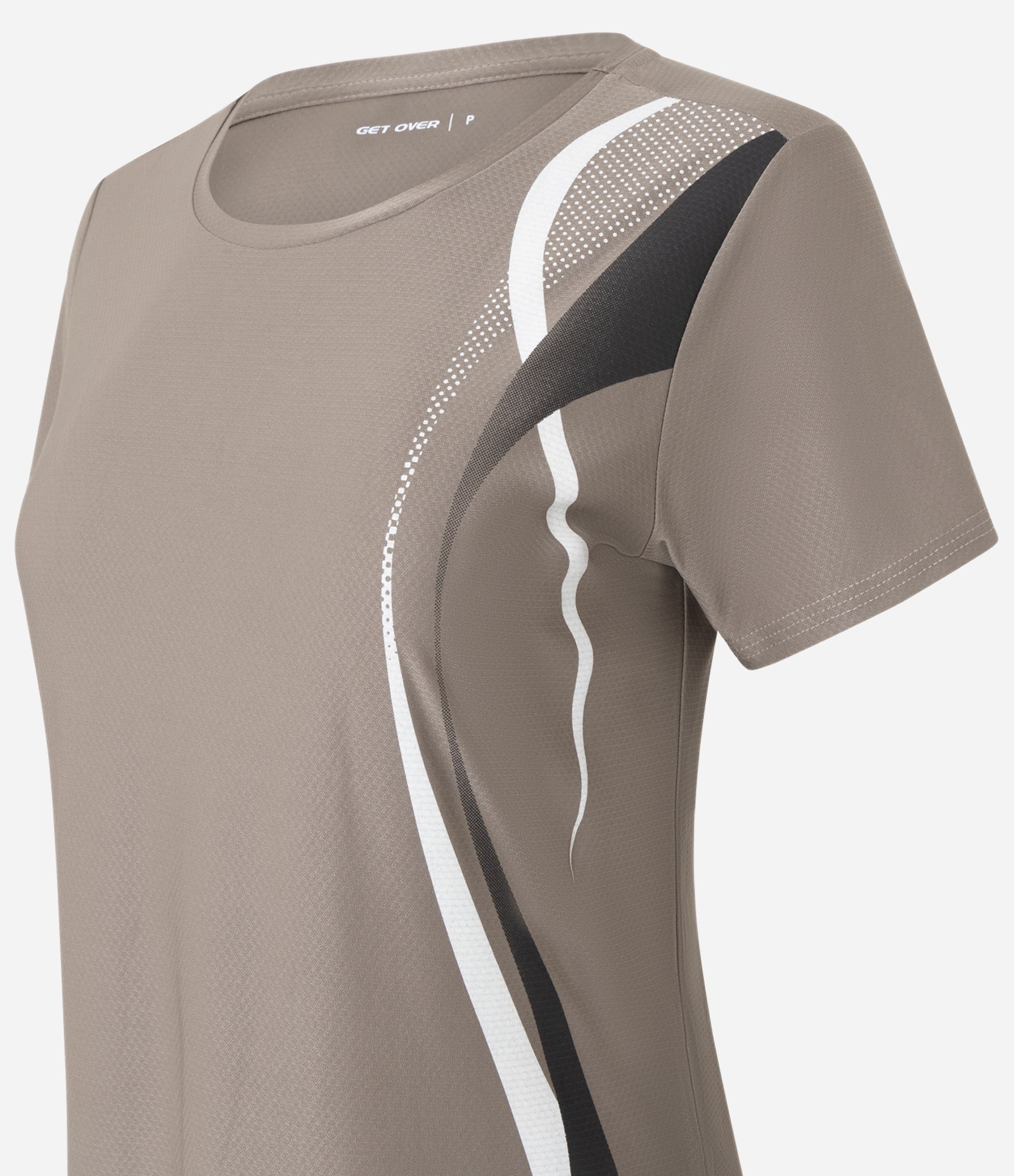 Camiseta Esportiva em Helanca com Estampa de Ondas Verticais Marrom 5