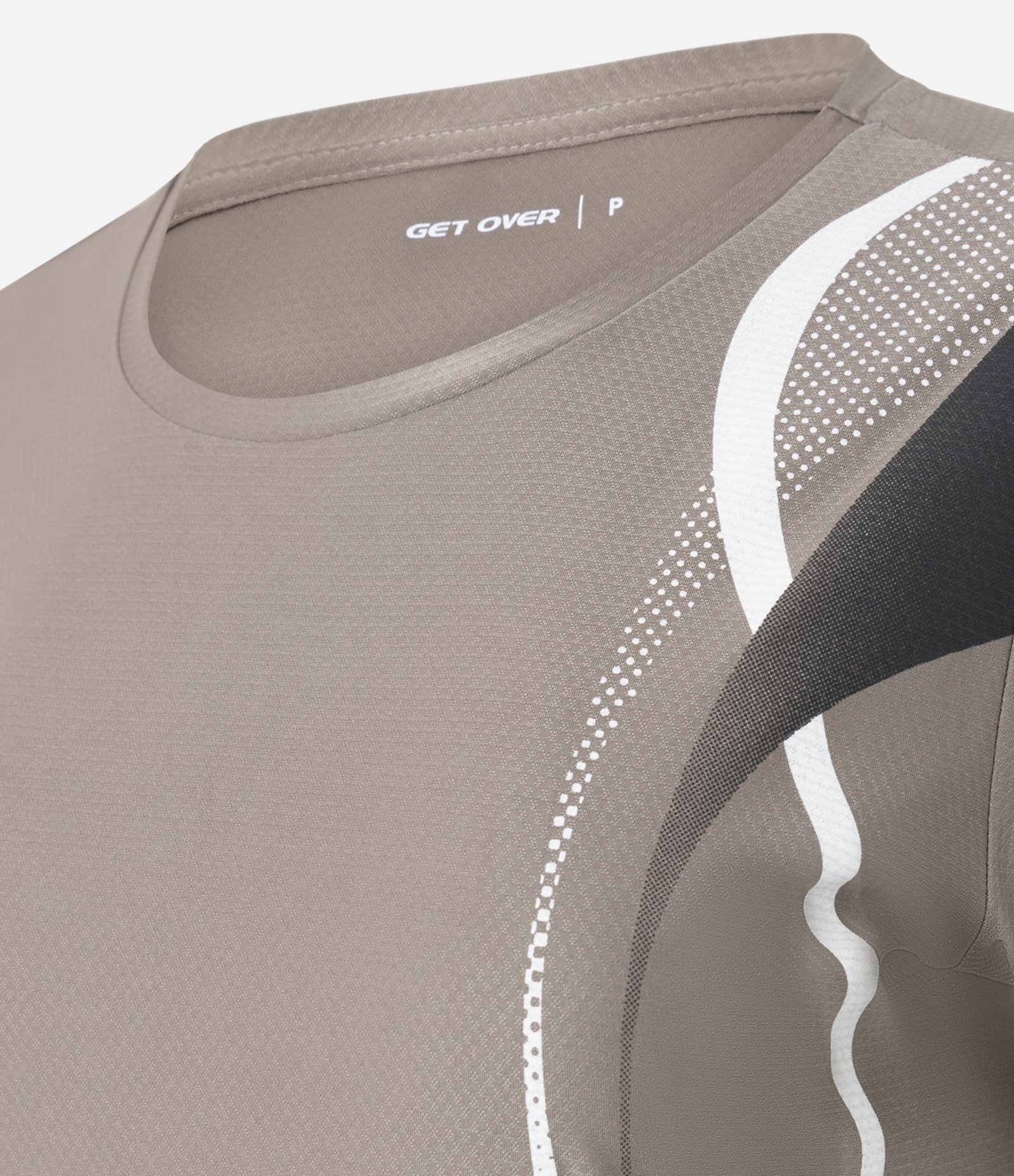 Camiseta Esportiva em Helanca com Estampa de Ondas Verticais Marrom 6