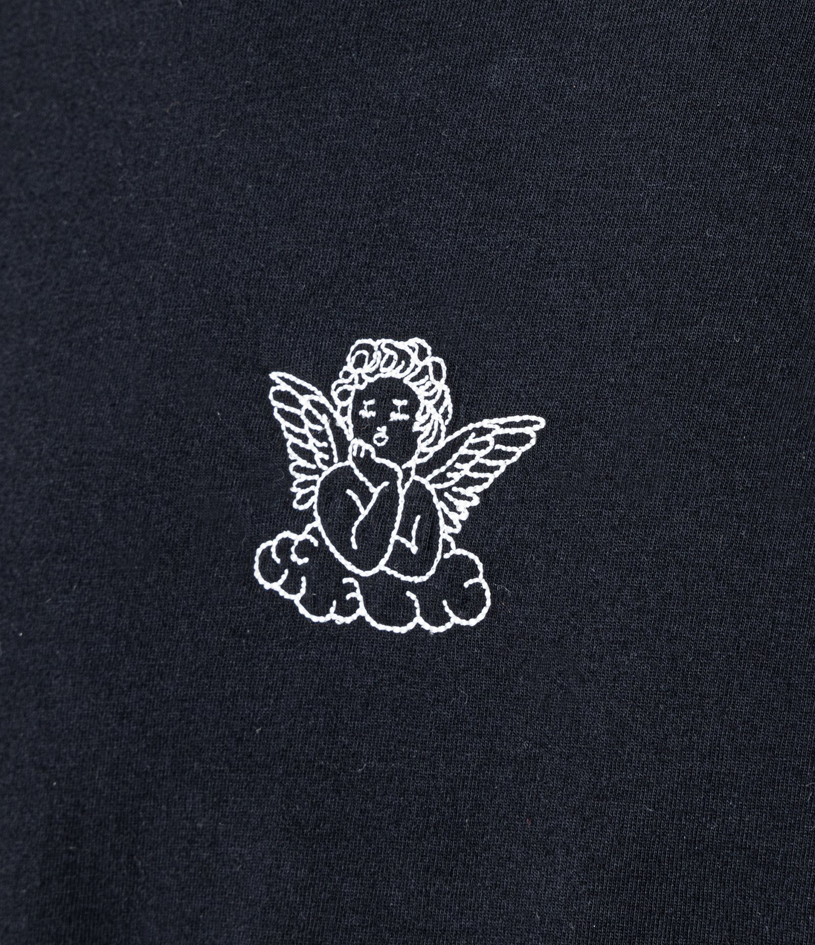 Camiseta Baby Tee em Algodão com Mini Ícone de Anjo Preto 2