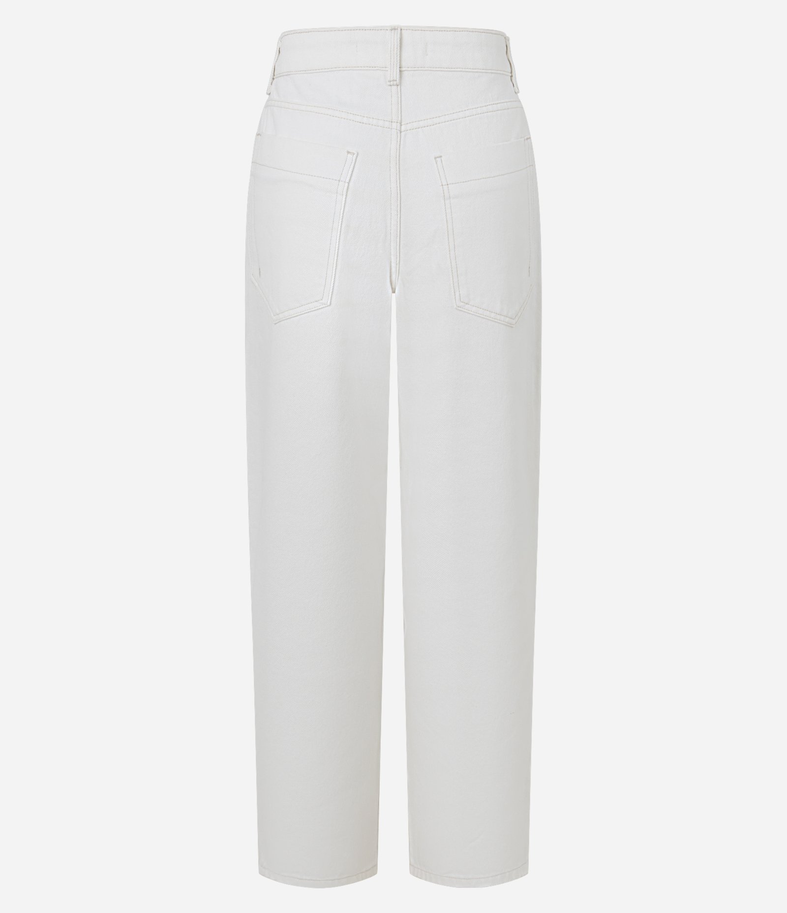 Calça Baggy Cintura Média em Sarja com Lateral Deslocada Off White 6