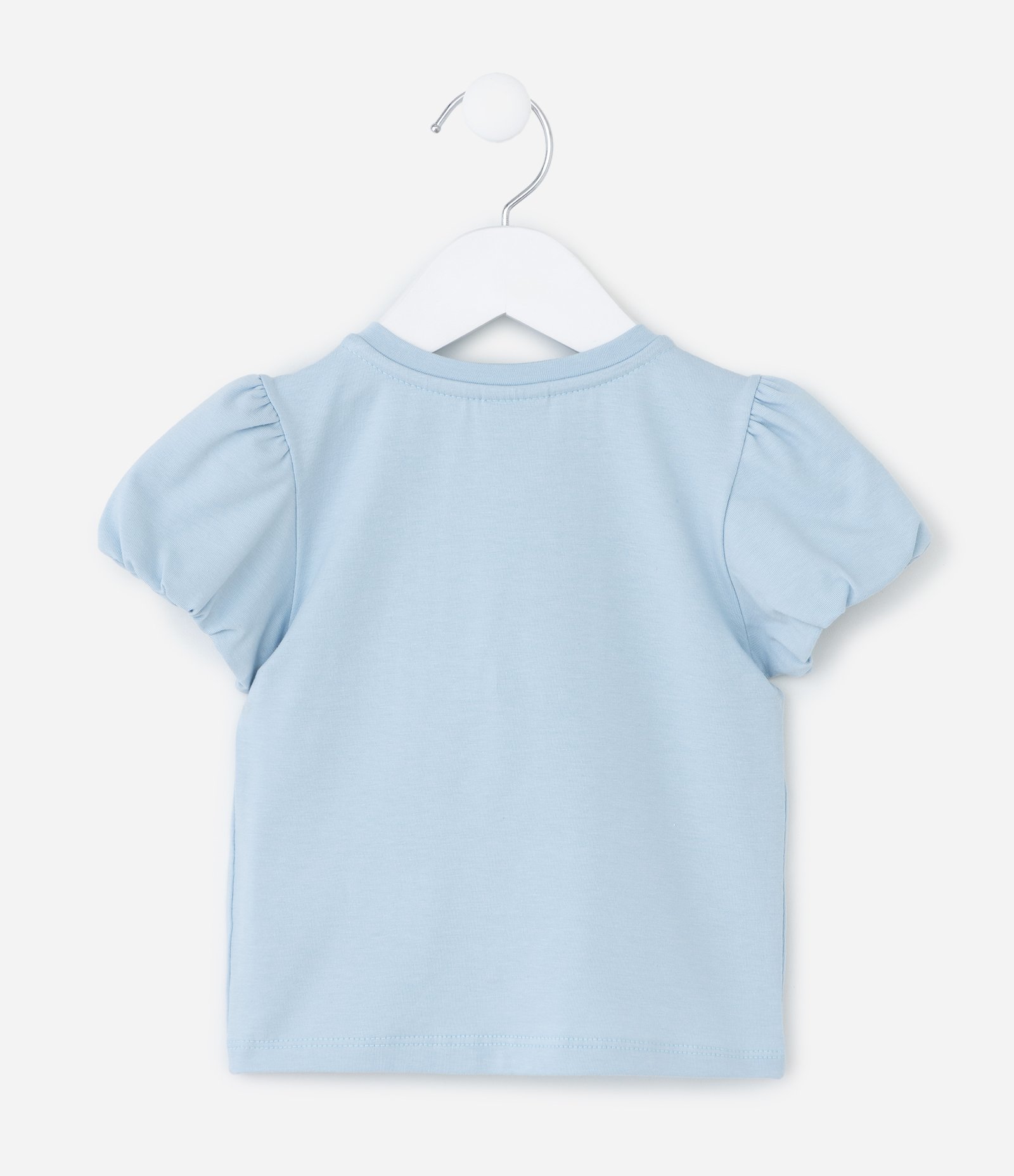 Blusa Infantil com Manga Bufante e Laço de Paetês - Tam 1 a 6 Anos Azul 2