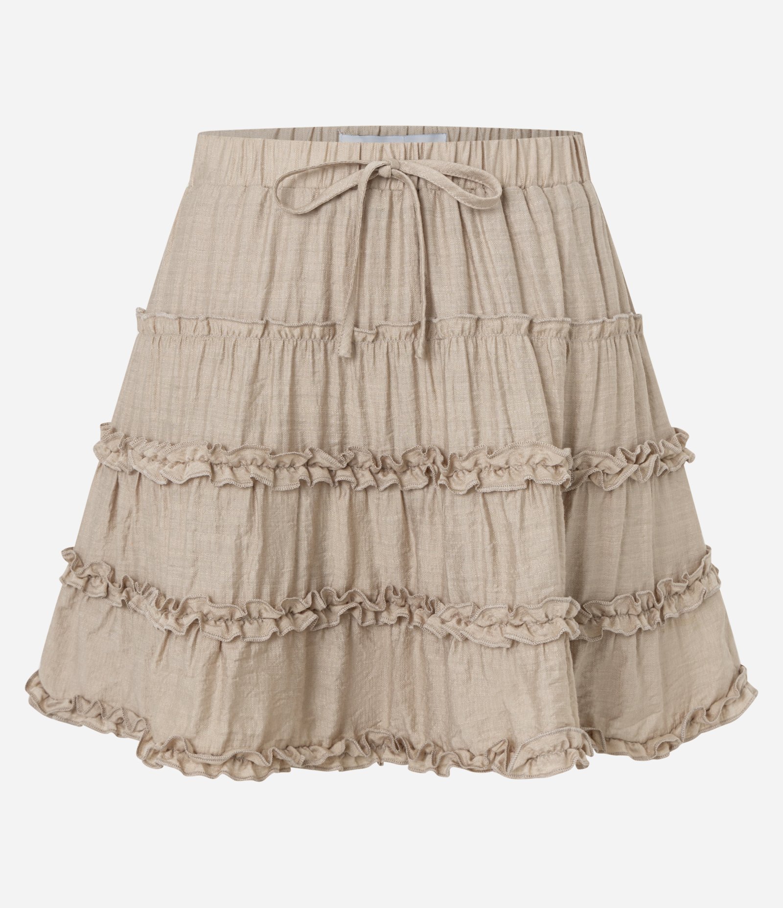 Saia Godê Curta em Viscose com Amarração Bege 1