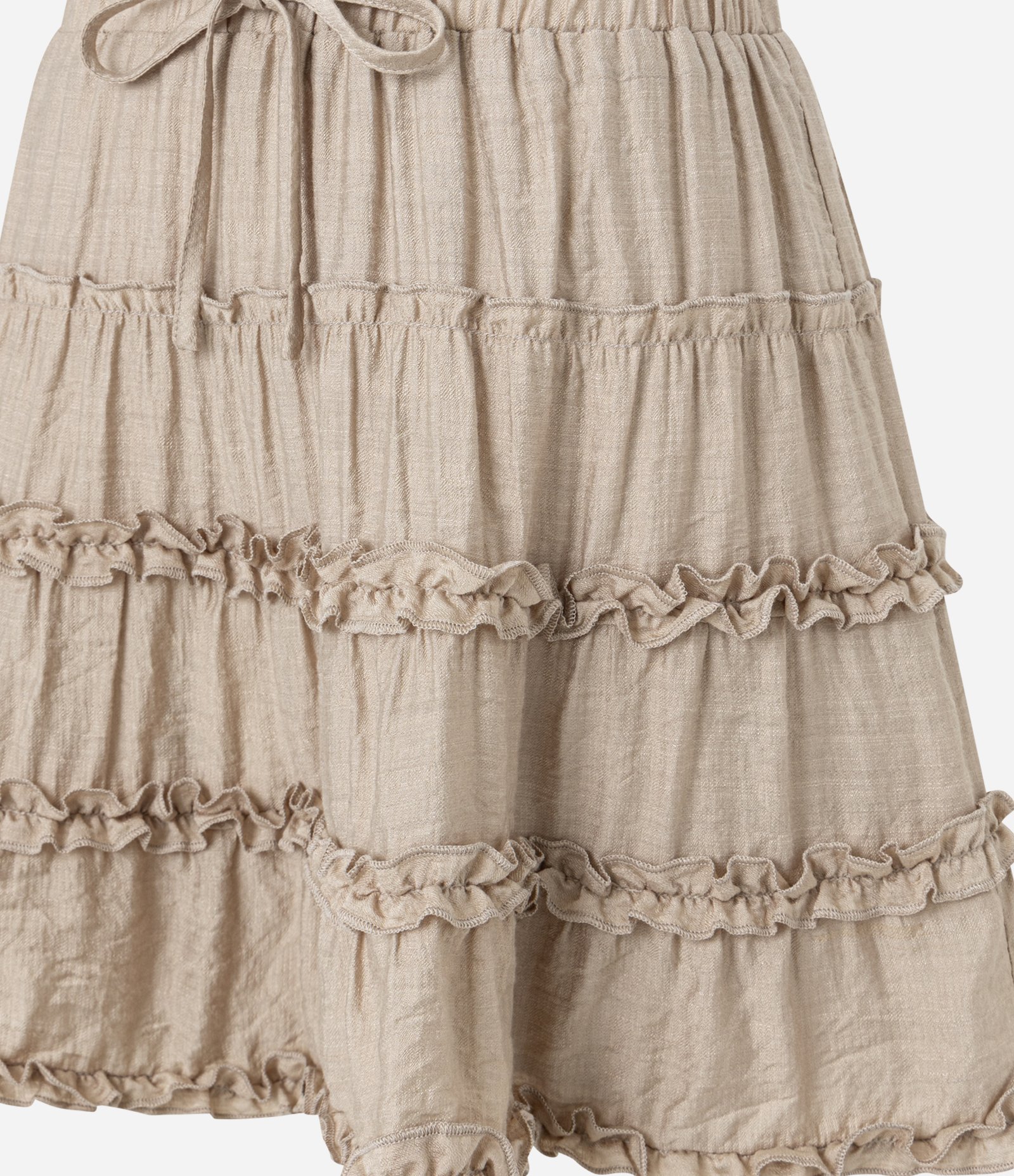 Saia Godê Curta em Viscose com Amarração Bege 2