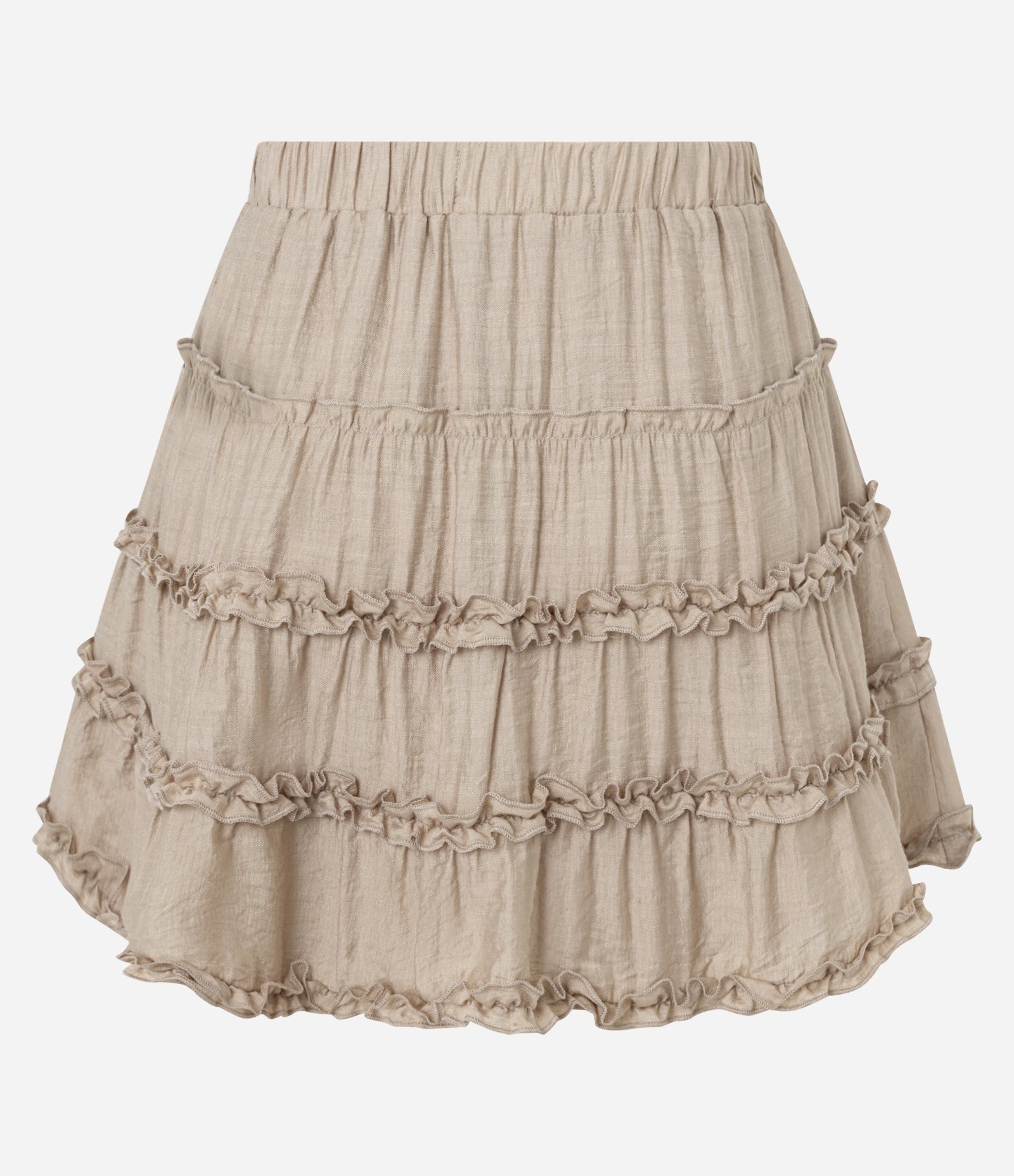 Saia Godê Curta em Viscose com Amarração Bege 3