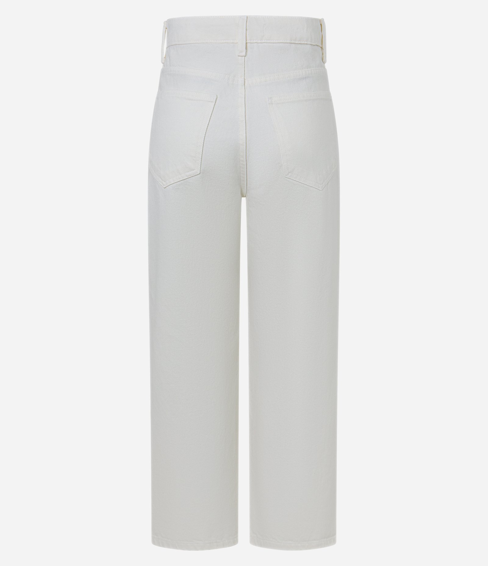 Calça Reta Cropped em Sarja com Passantes no Cós Branco 2