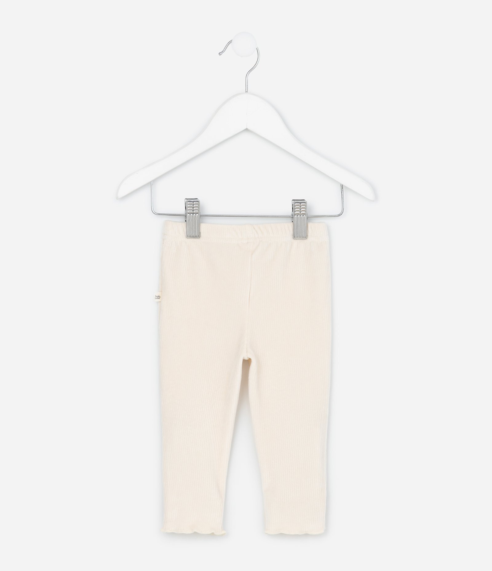 Calça Infantil em Veludo Cotelê com Lacinho e Barra Picot - Tam RN a 18 Meses Off White 3