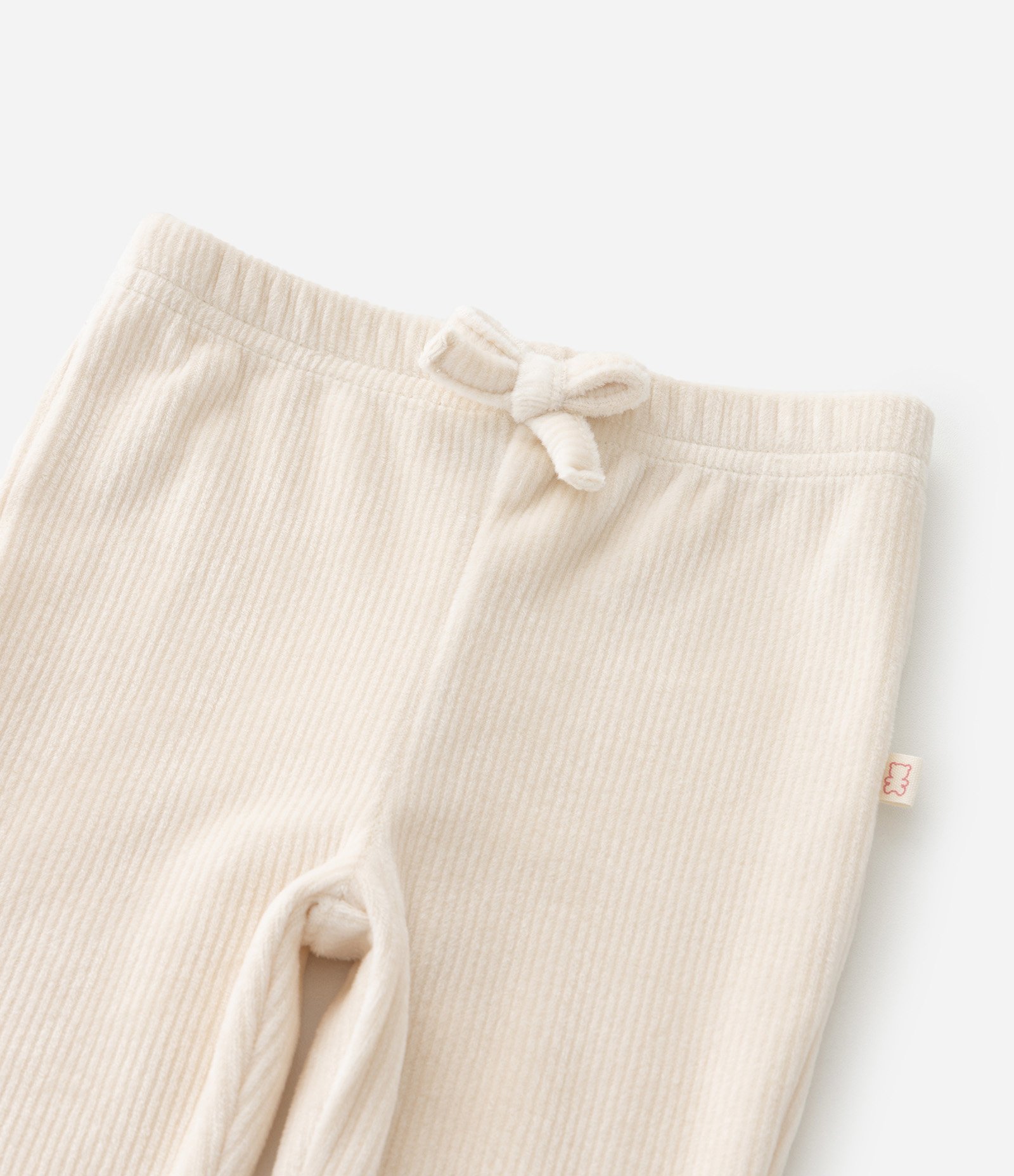 Calça Infantil em Veludo Cotelê com Lacinho e Barra Picot - Tam RN a 18 Meses Off White 6