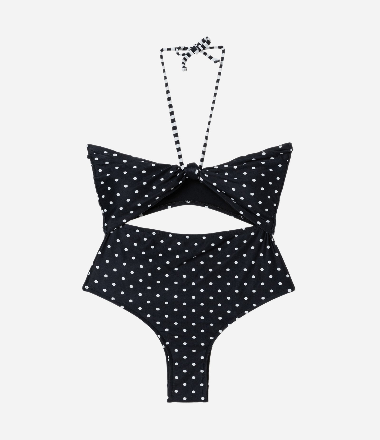 Maiô em Microfibra Poá com Abertura Frontal e Nózinho Preto 4