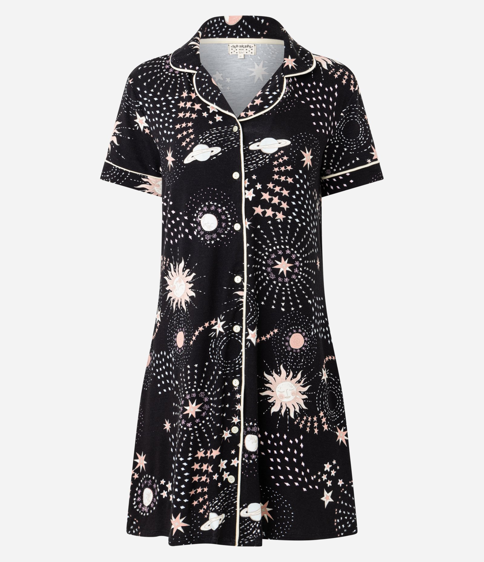 Camisola Americana em Viscose com Estampa Espaço Preto 4