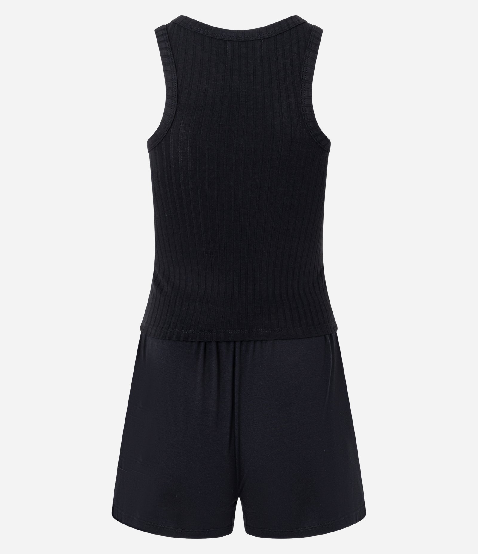 Pijama Short Doll em Ribana com Regata Bordada Mystical Preto 7