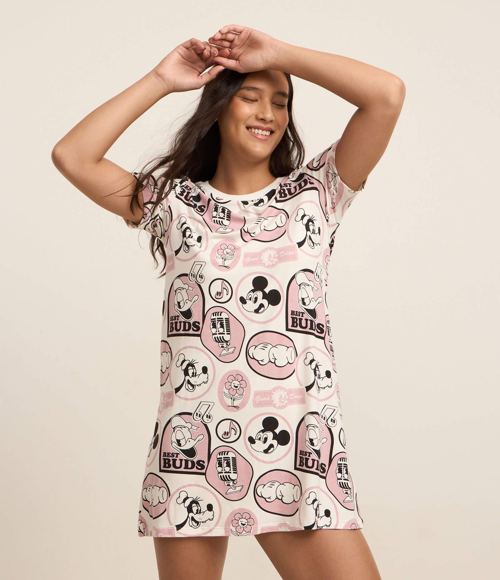 Camisola em Viscose com Estampa Selos Mickey Branco 1