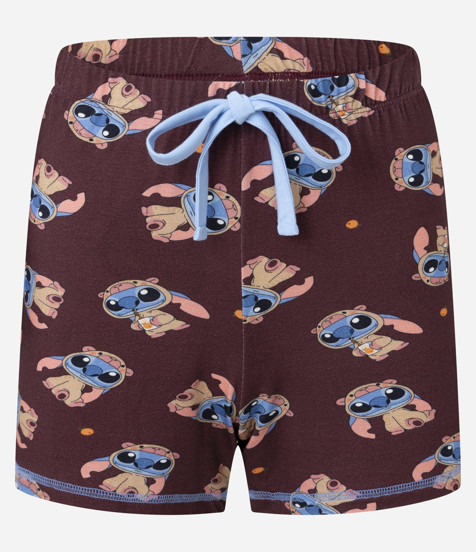 Pijama Short Doll em Viscose com Stitch Hibernation Branco/Marrom 6