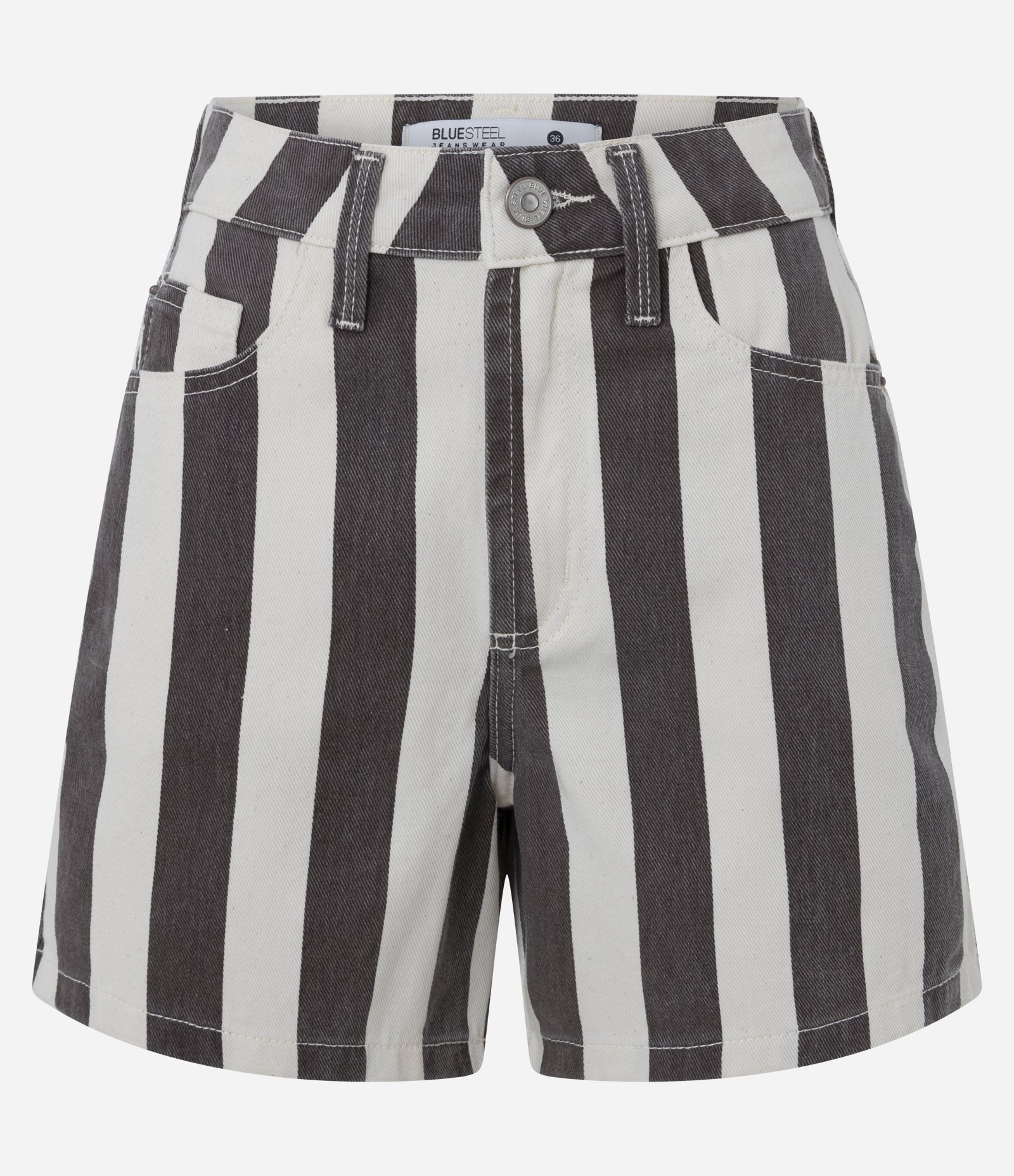 Short em Sarja com Passantes e Listras Largas Multicores 5