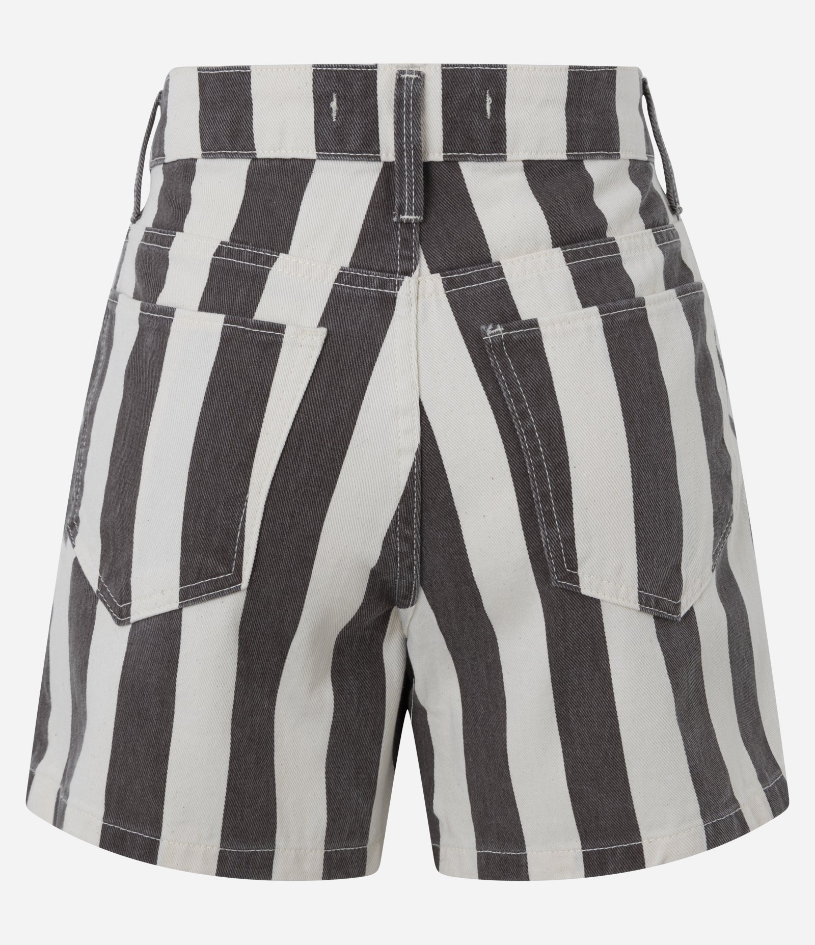 Short em Sarja com Passantes e Listras Largas Multicores 6
