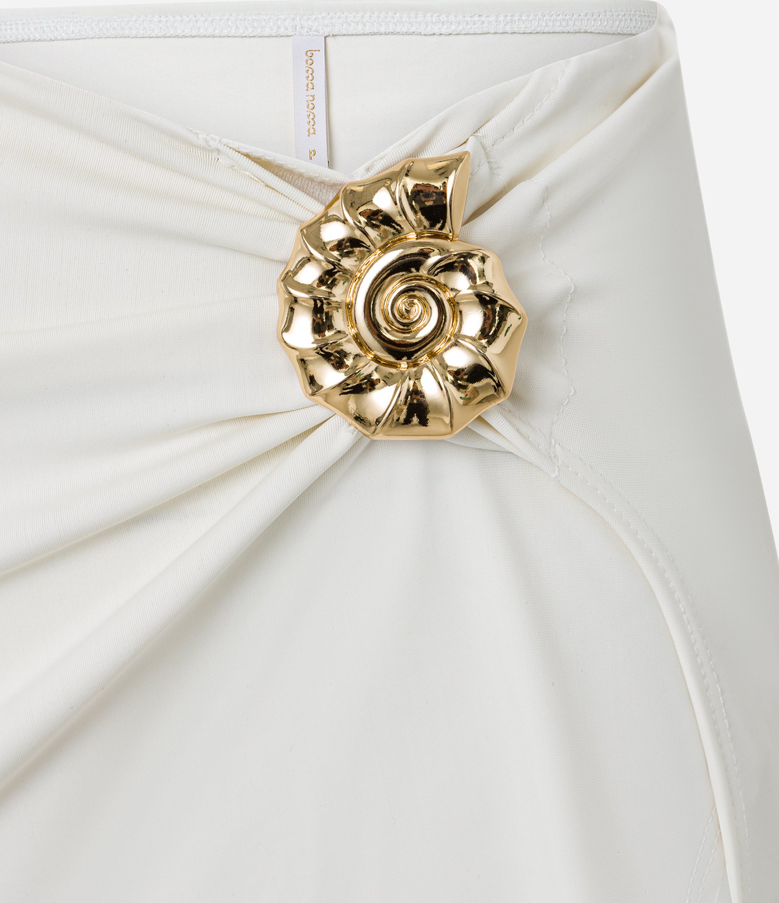 Saída de Praia Saia Curta em Microfibra com Concha Lateral Off White 6