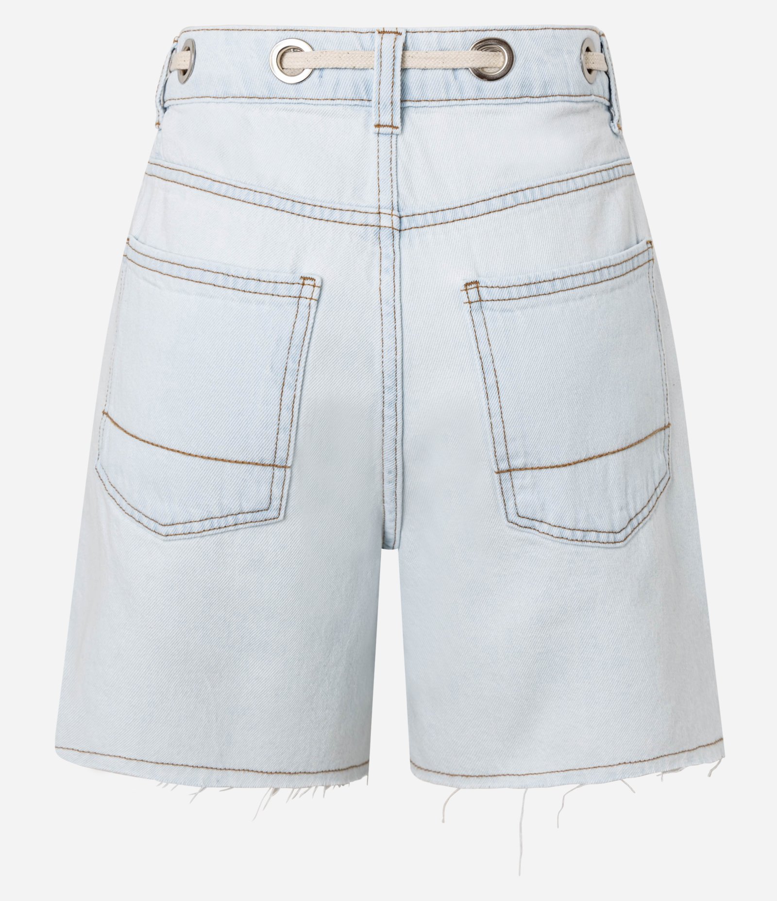 Bermuda em Jeans com Ilhós e Amarração no Cós Azul 6