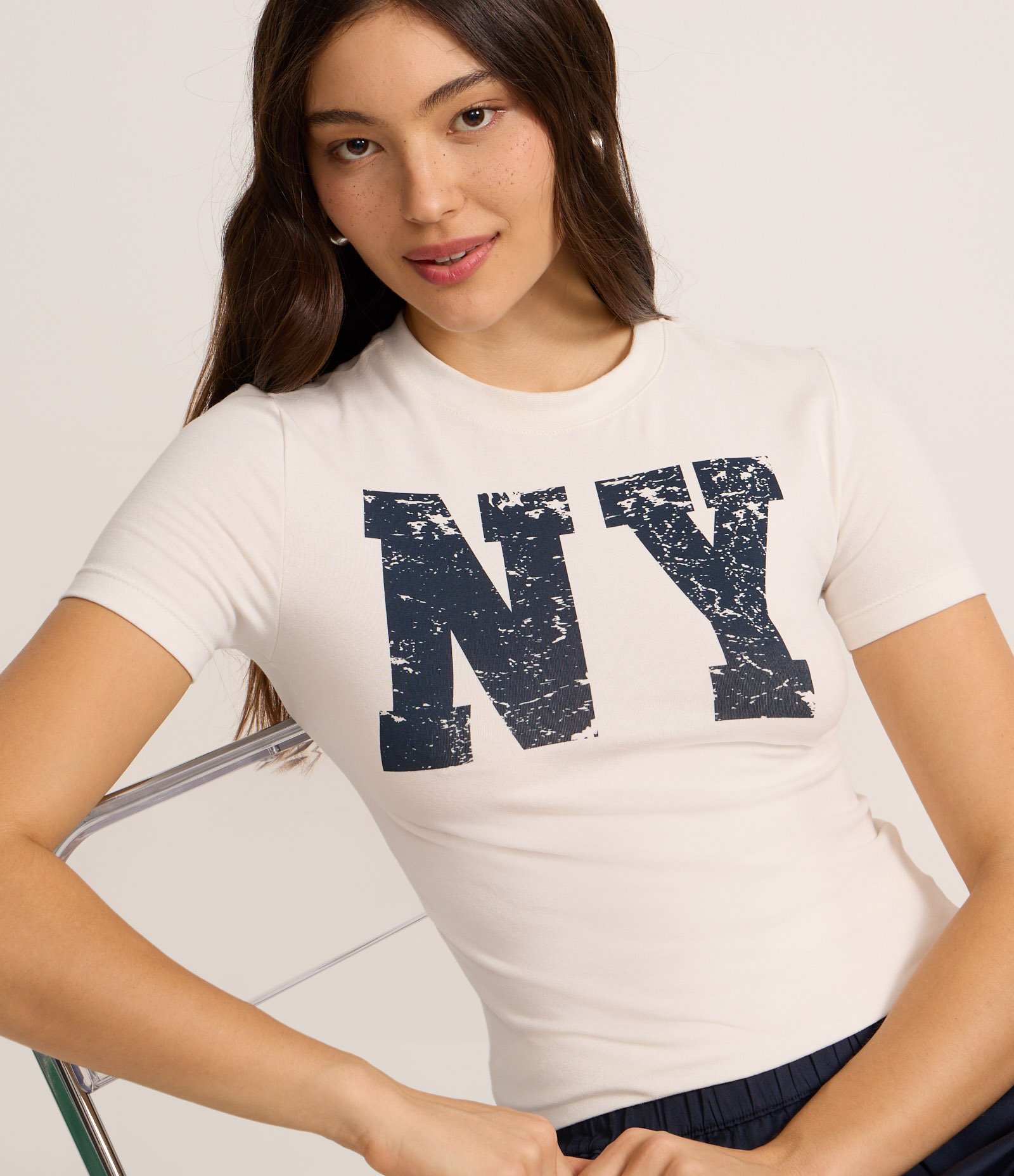 Camiseta New T-shirt em Algodão com Estampa NY Branco 1