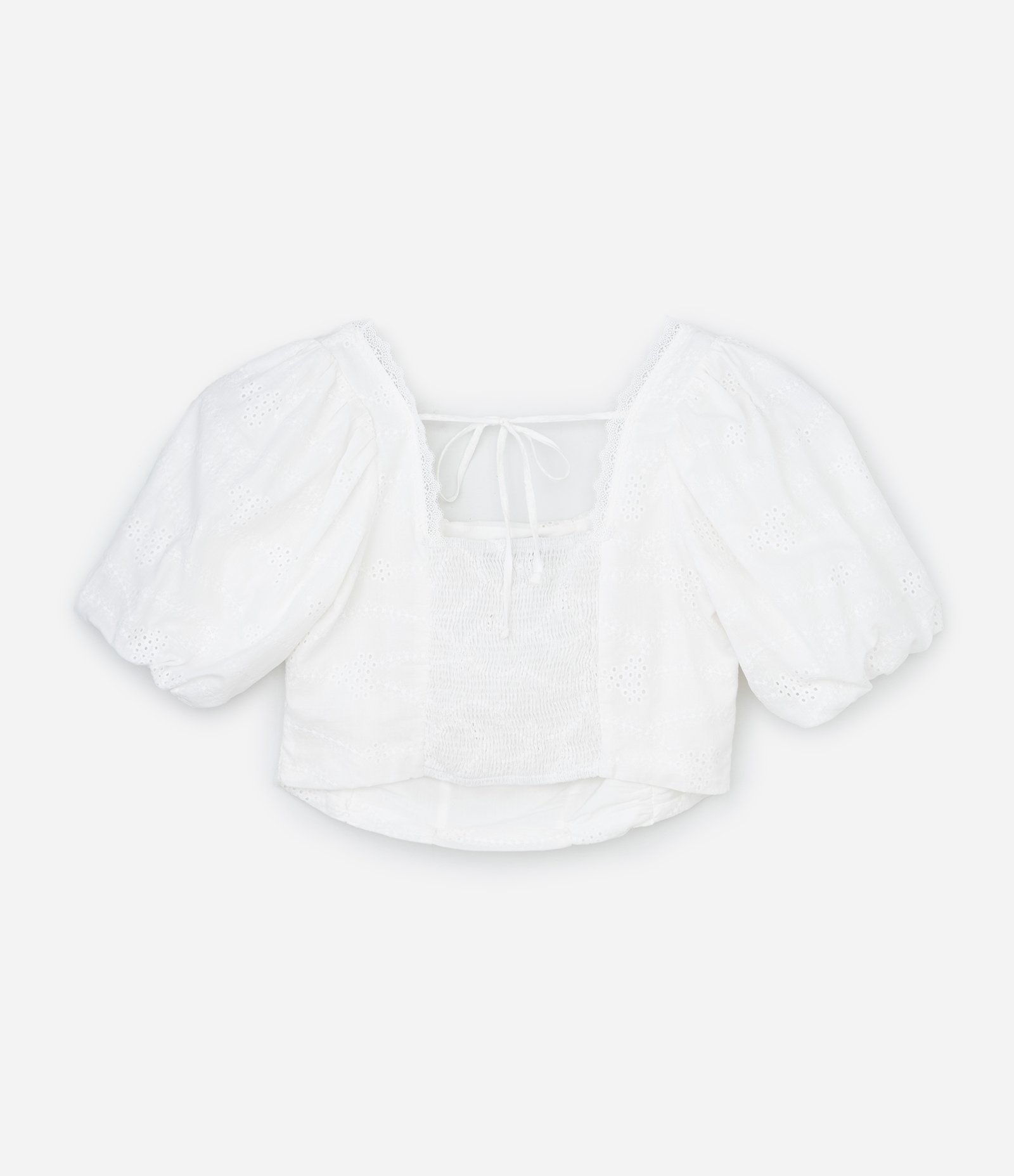 Blusa Cropped em Laise com Aviamentos Curve & Plus Size Branco 2