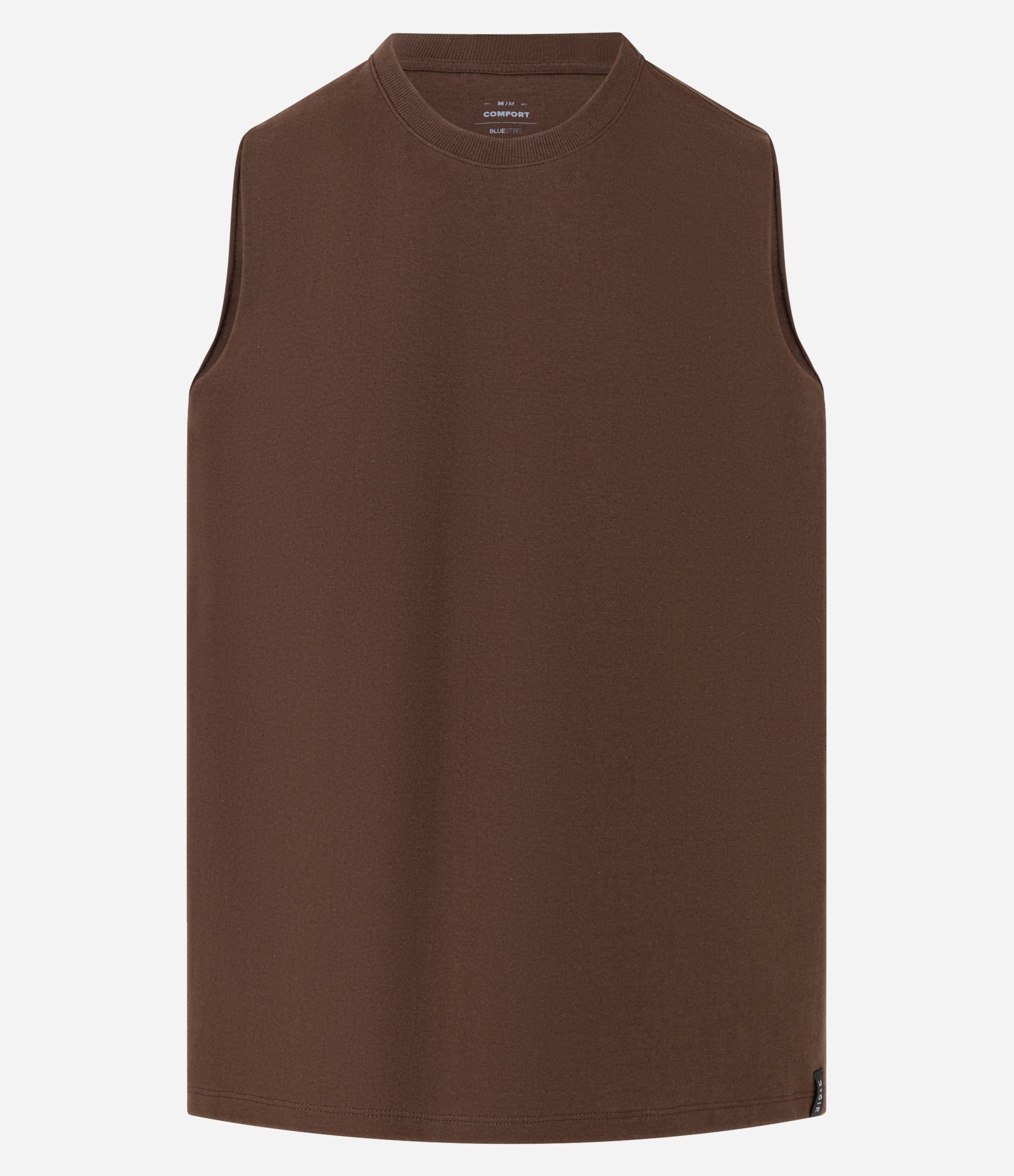 Regata Machão em Algodão com Gola Redonda e Etiqueta na Barra Marrom 5