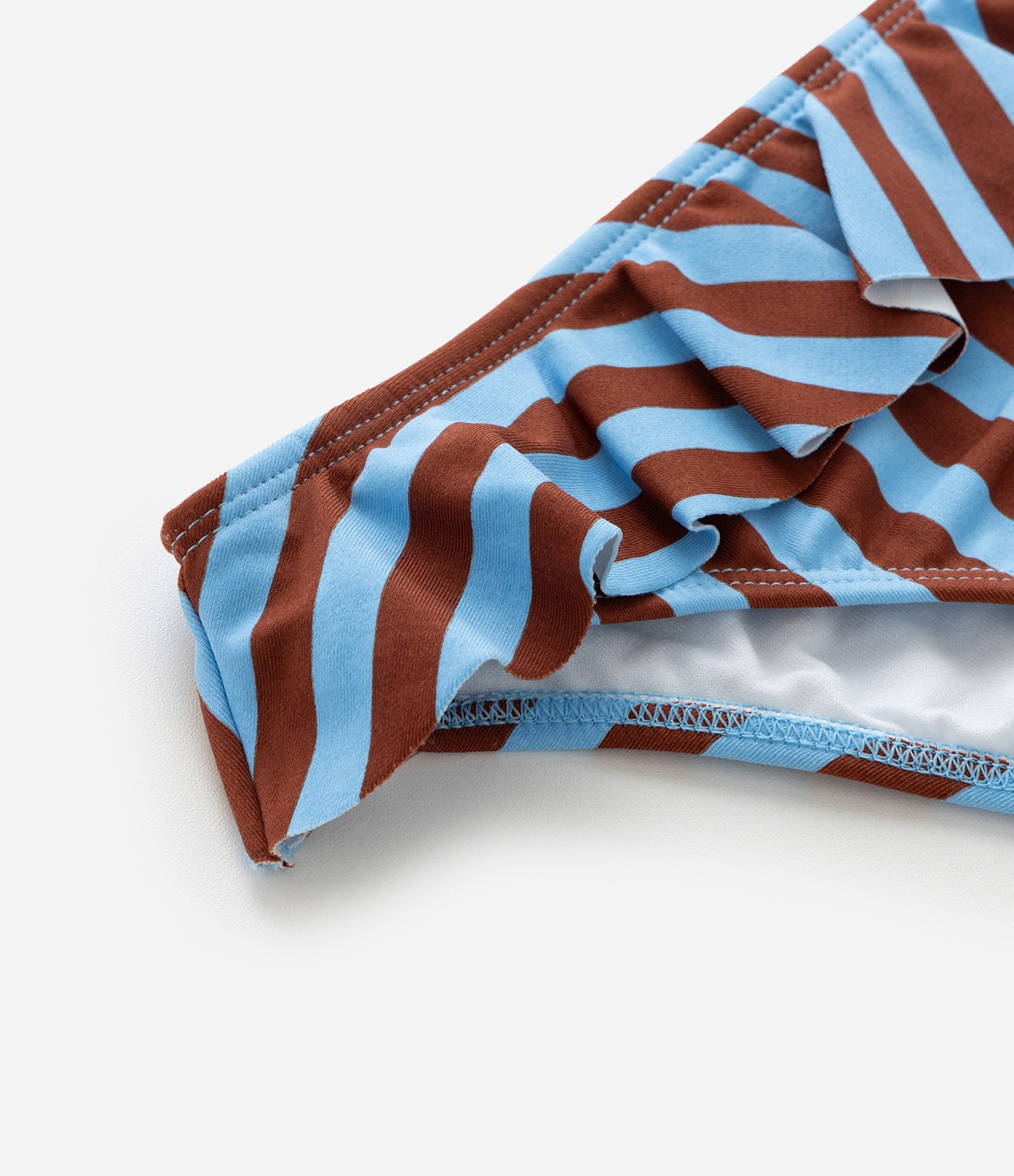 Biquini Infantil em Microfibra com Estampa de Listras - Tam 4 a 14 Anos Azul/Marrom 8