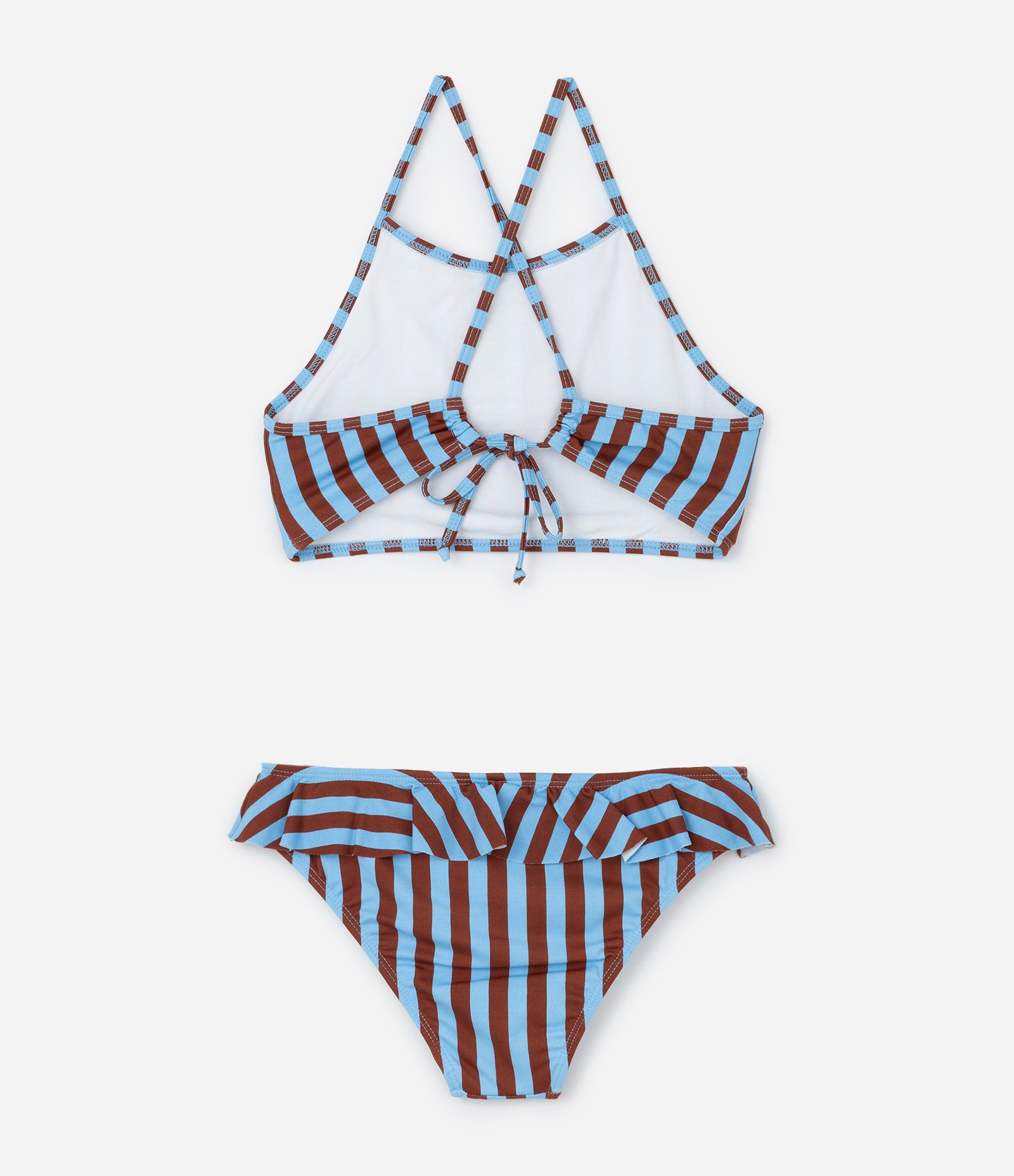 Biquini Infantil em Microfibra com Estampa de Listras - Tam 4 a 14 Anos Azul/Marrom 2