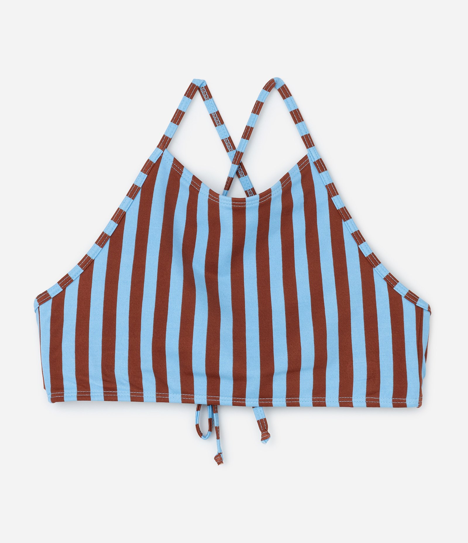 Biquini Infantil em Microfibra com Estampa de Listras - Tam 4 a 14 Anos Azul/Marrom 3