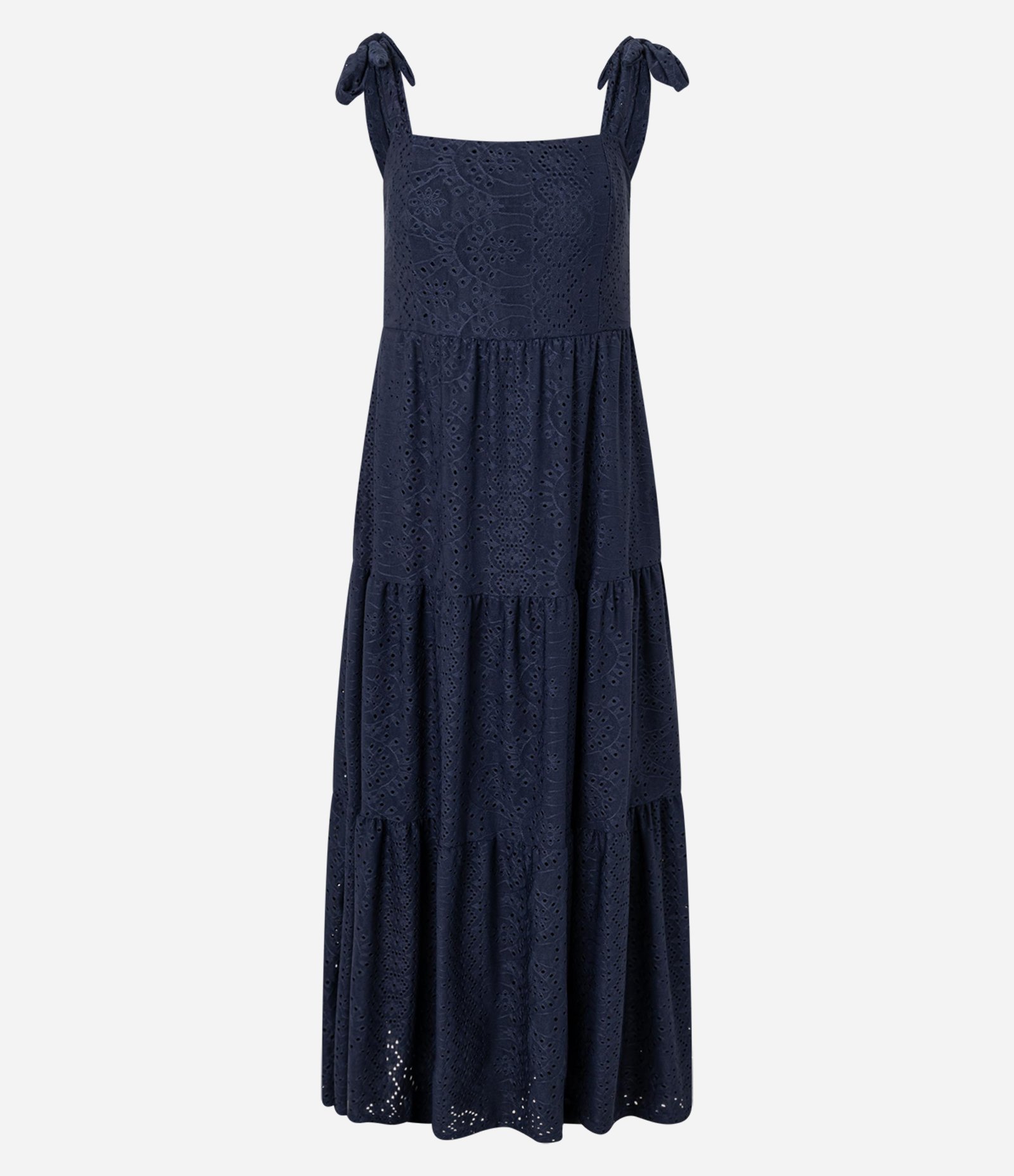 Vestido Midi em Laise com Amarração nos Ombros Azul 5