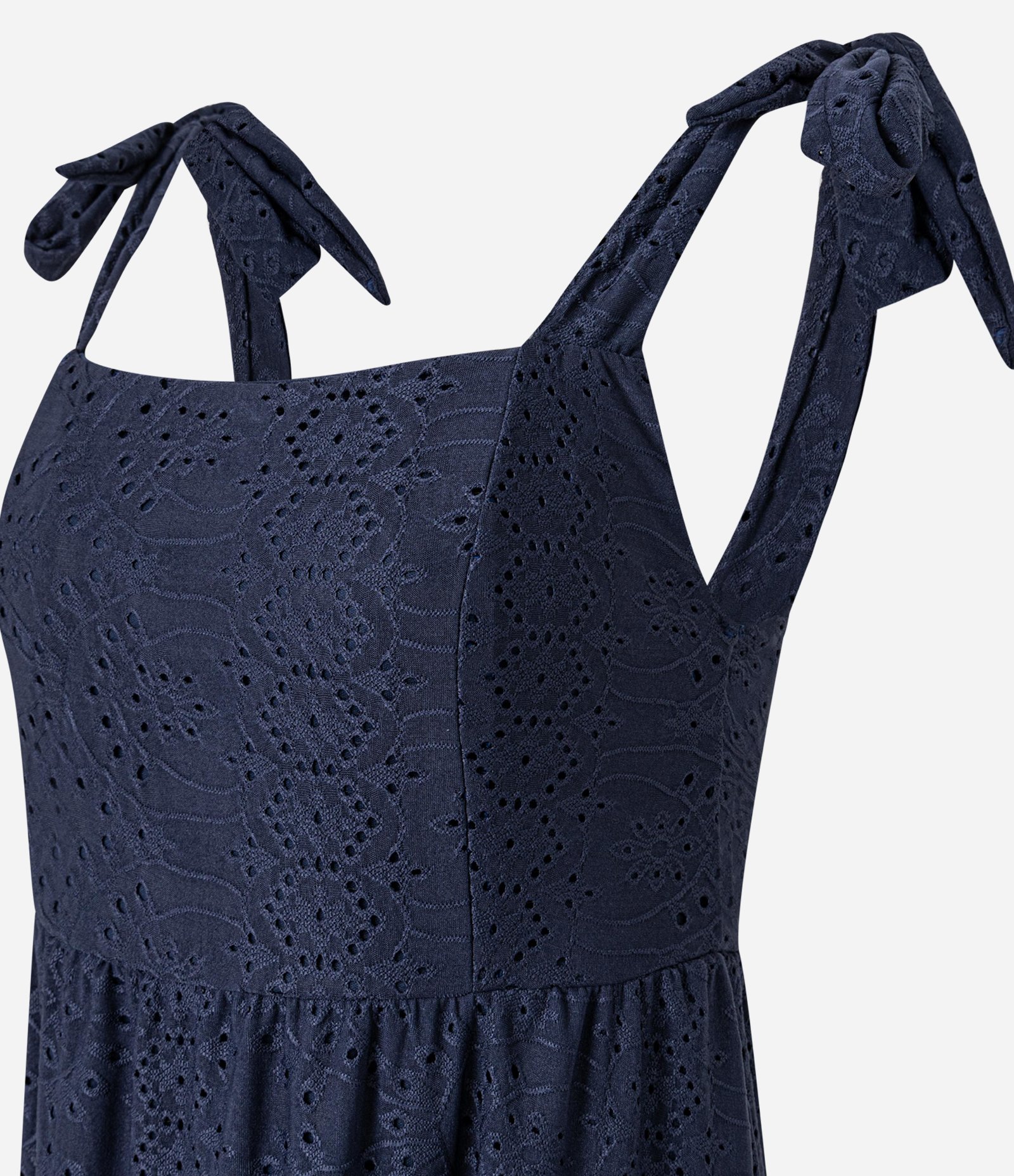 Vestido Midi em Laise com Amarração nos Ombros Azul 6