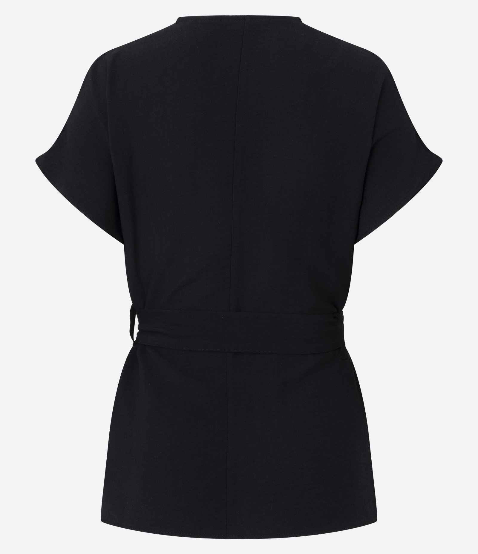 Blusa em Viscose com Decote V e Cinto Amaração Preto 2