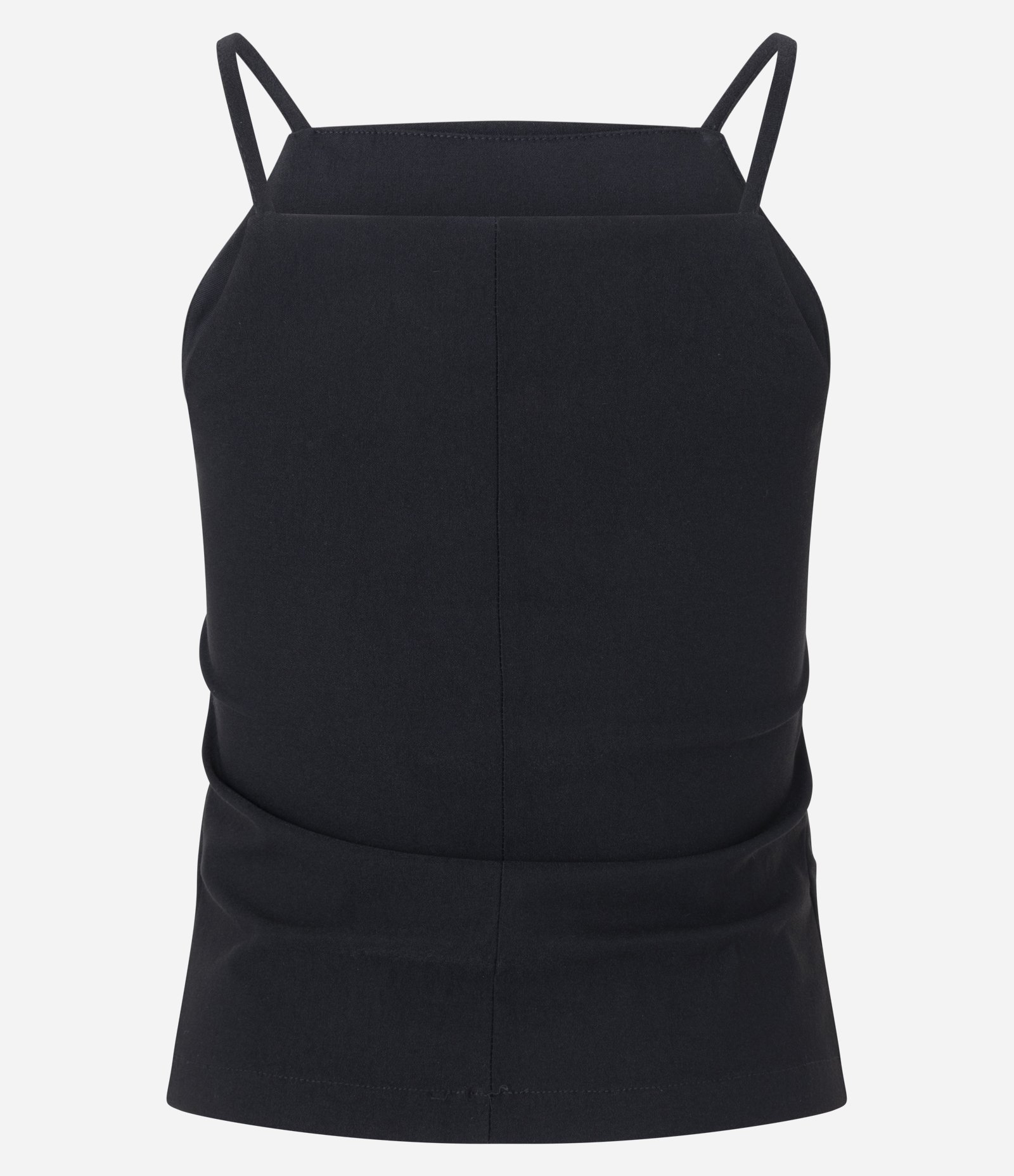 Blusa Ajustada em Viscose com Alça Fina e Decote Reto Preto 6