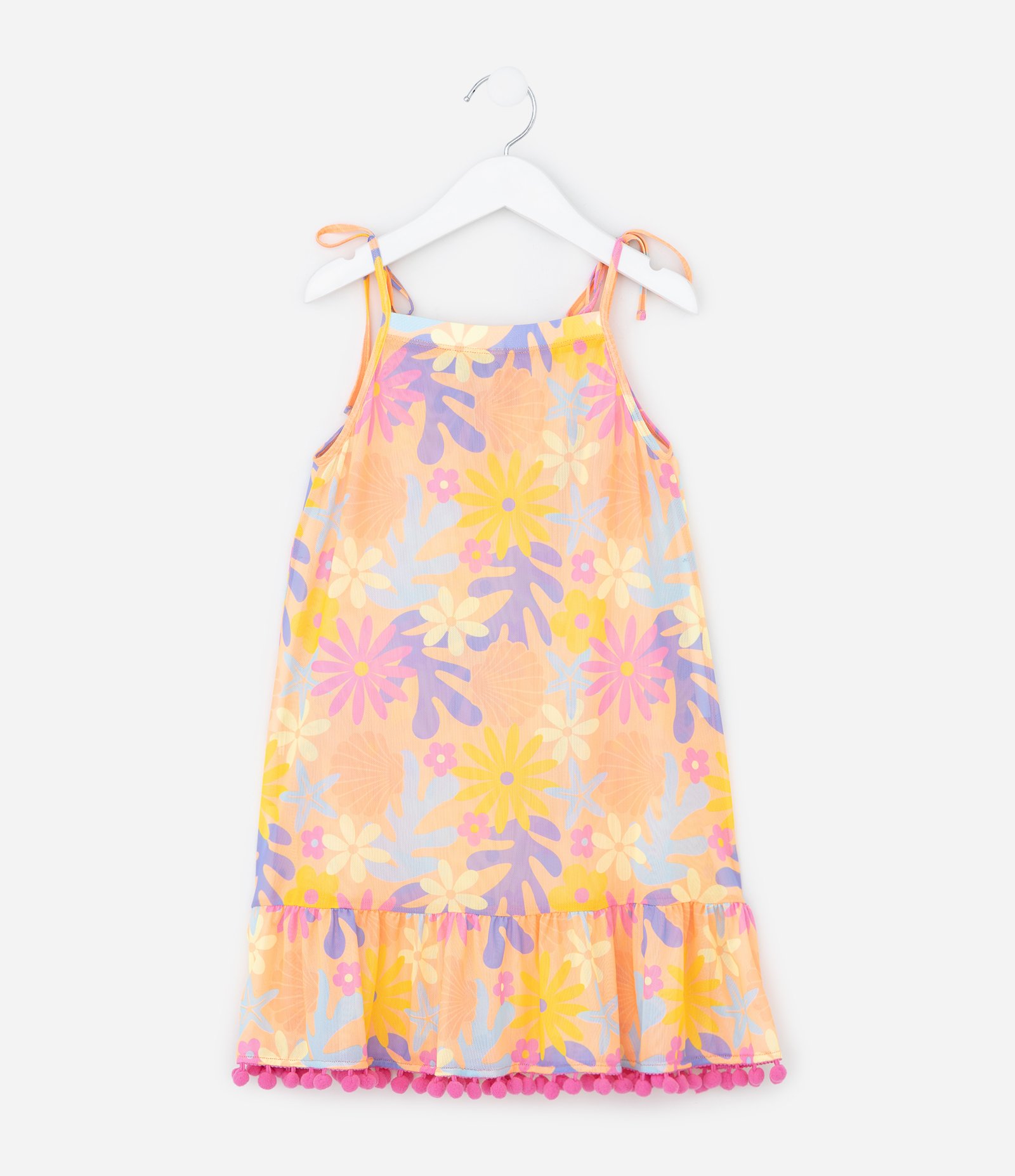 Saída de Praia Infantil em Tule com Estampa Floral – Tam 5 a 16 Amarelo 2