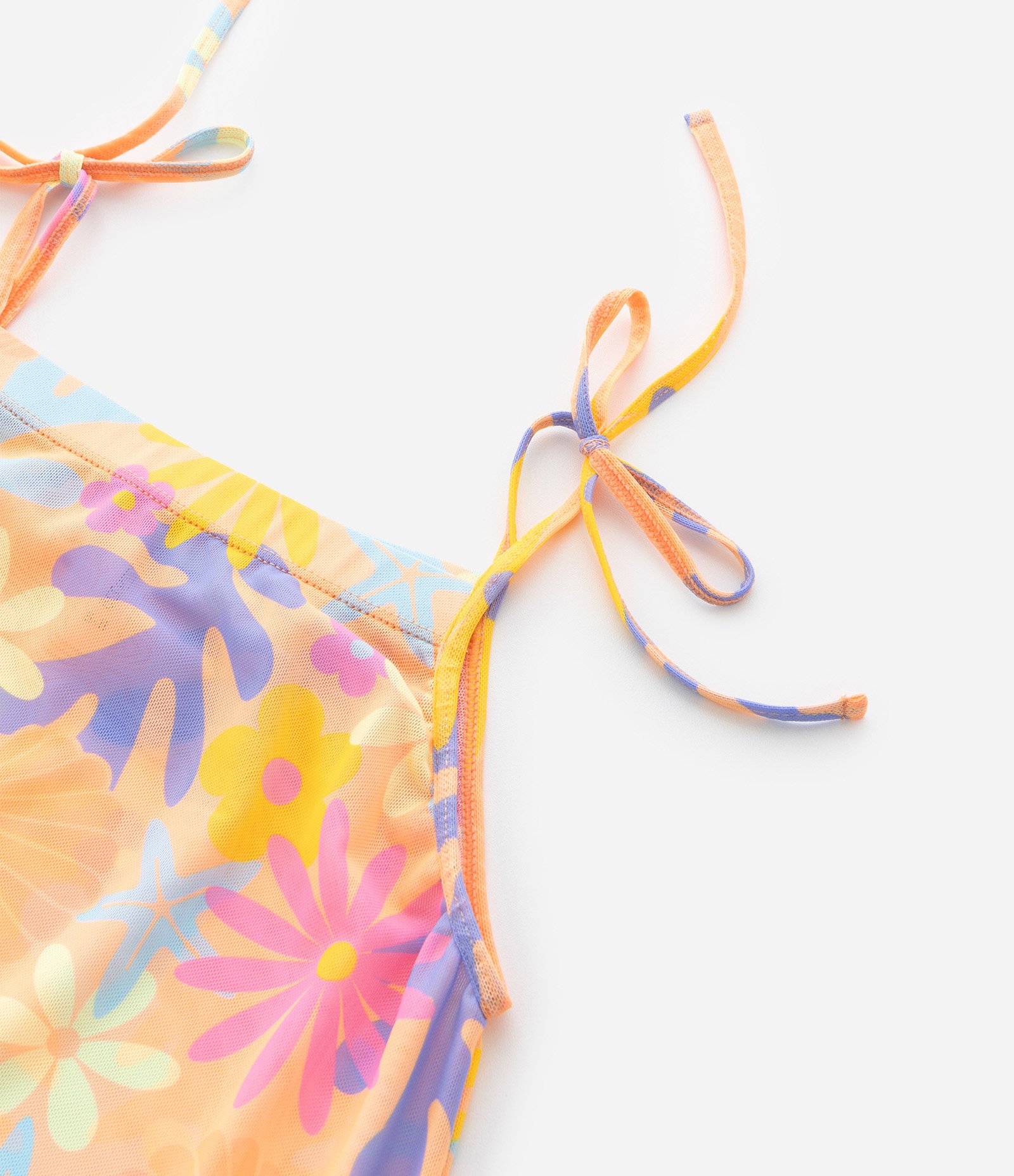 Saída de Praia Infantil em Tule com Estampa Floral – Tam 5 a 16 Amarelo 4