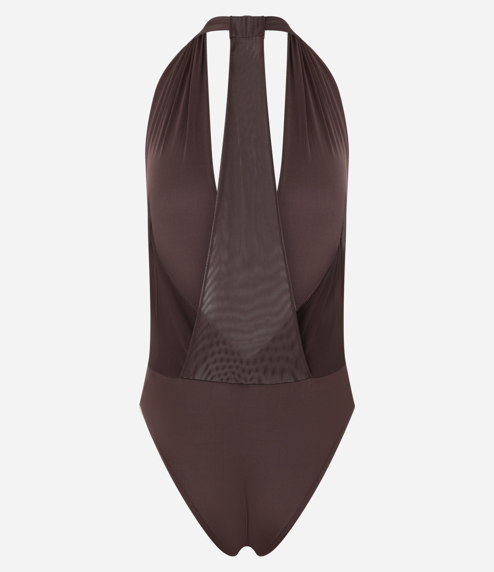 Body em Tule Frente Única com Costas Diferenciadas Marrom 5
