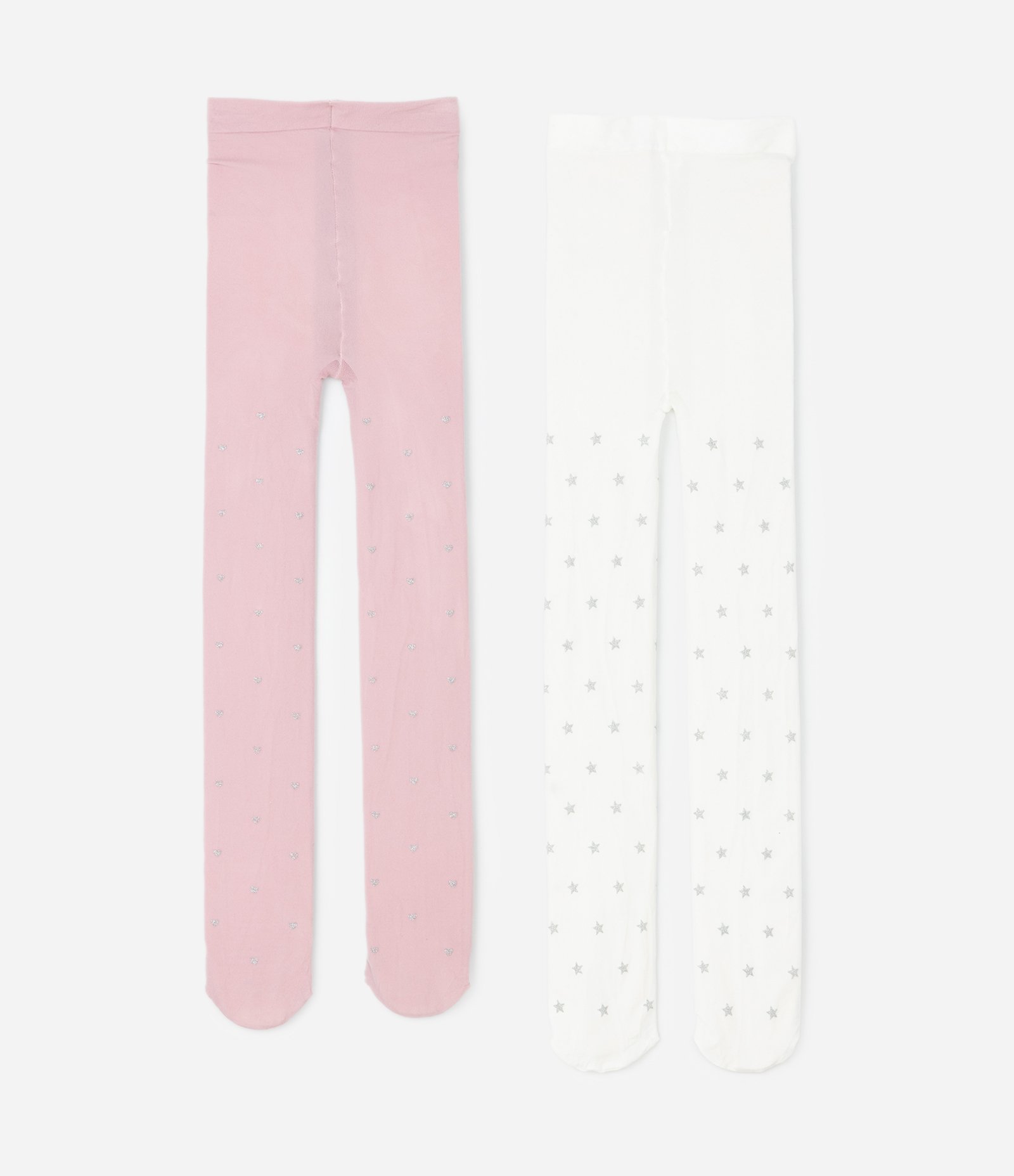 Kit 02 Meias Calças Infantis com Glitter – Tam PP a G Rosa/Branco 2